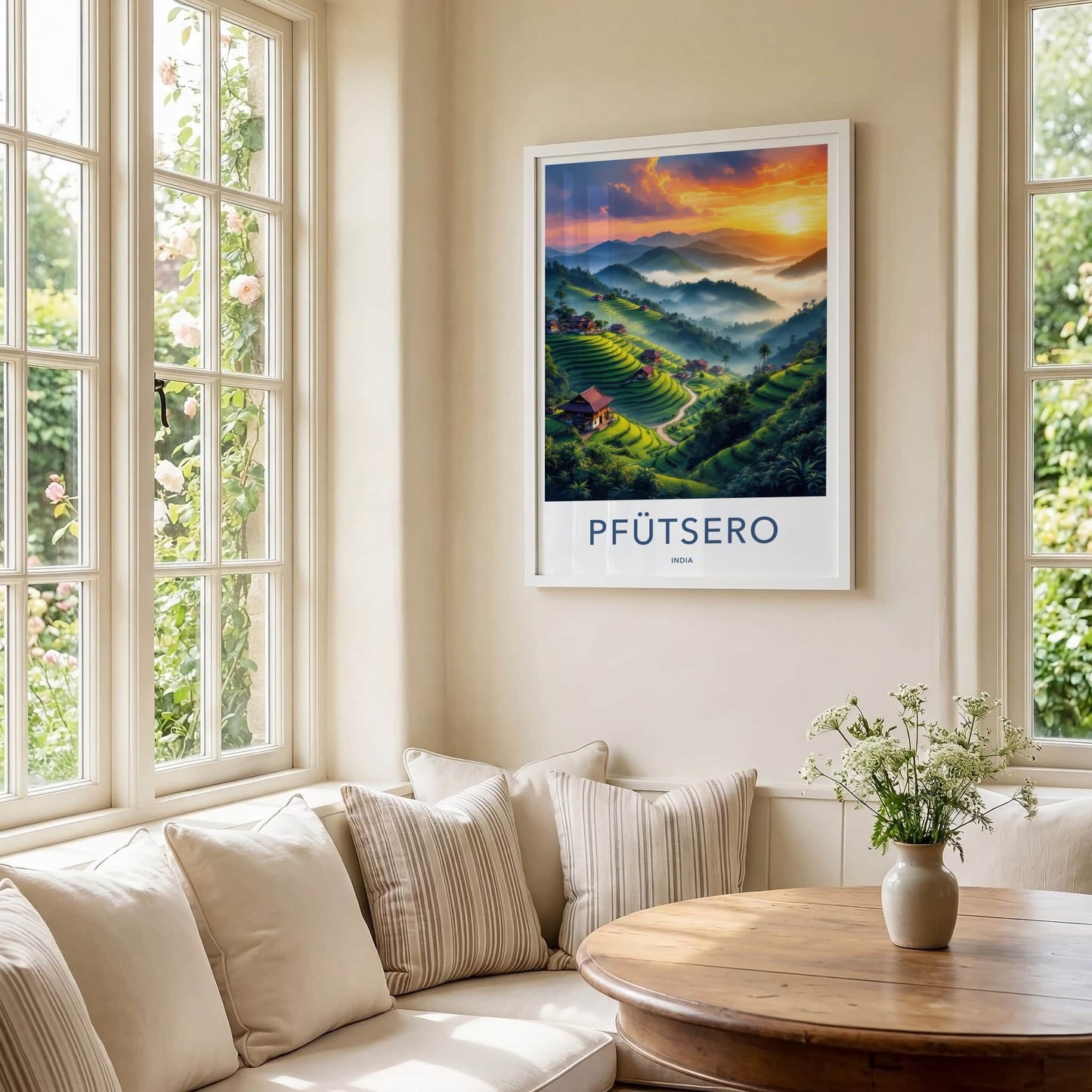 Pfutsero Poster - India Travel Art - Terraced Fields Village Home Decor