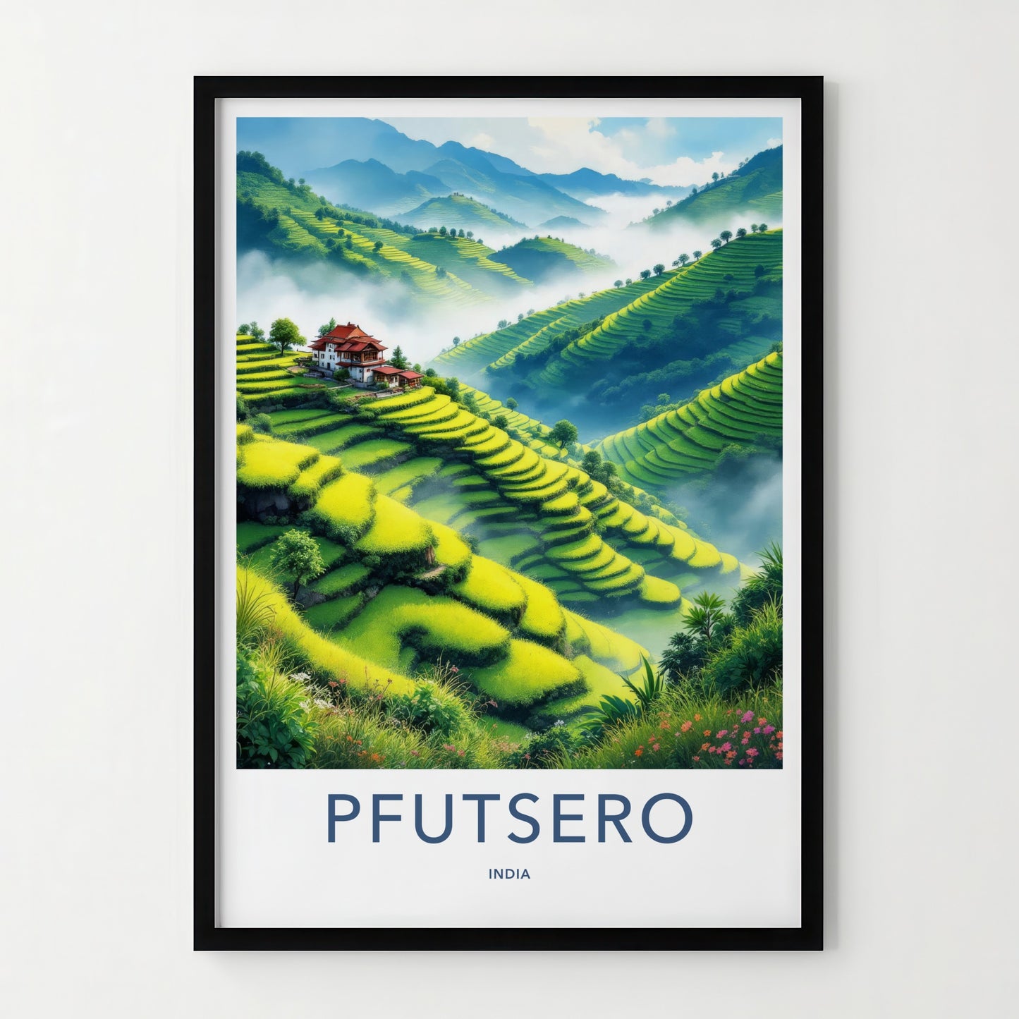 Pfutsero Poster - India Wall Art - Nagaland Misty Green Terraces Home Decor