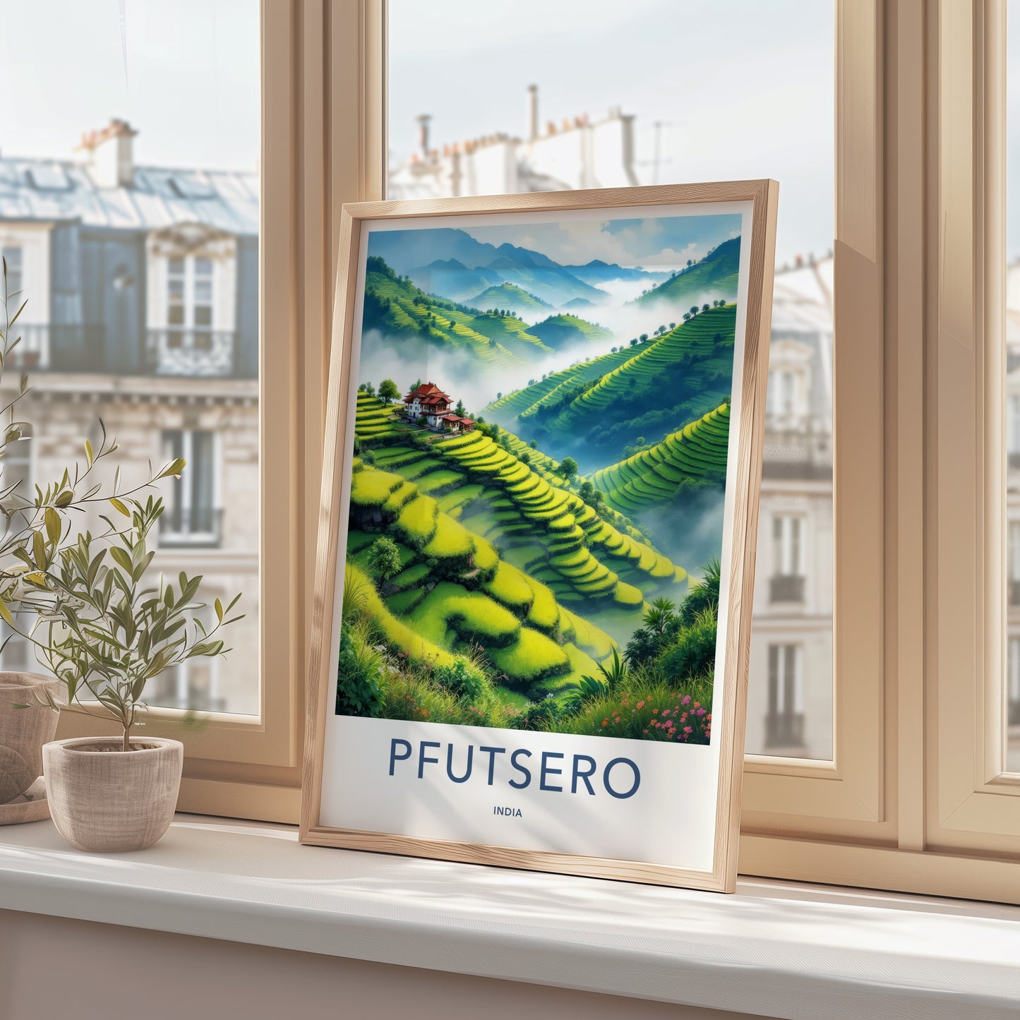 Pfutsero Poster - India Wall Art - Nagaland Misty Green Terraces Home Decor