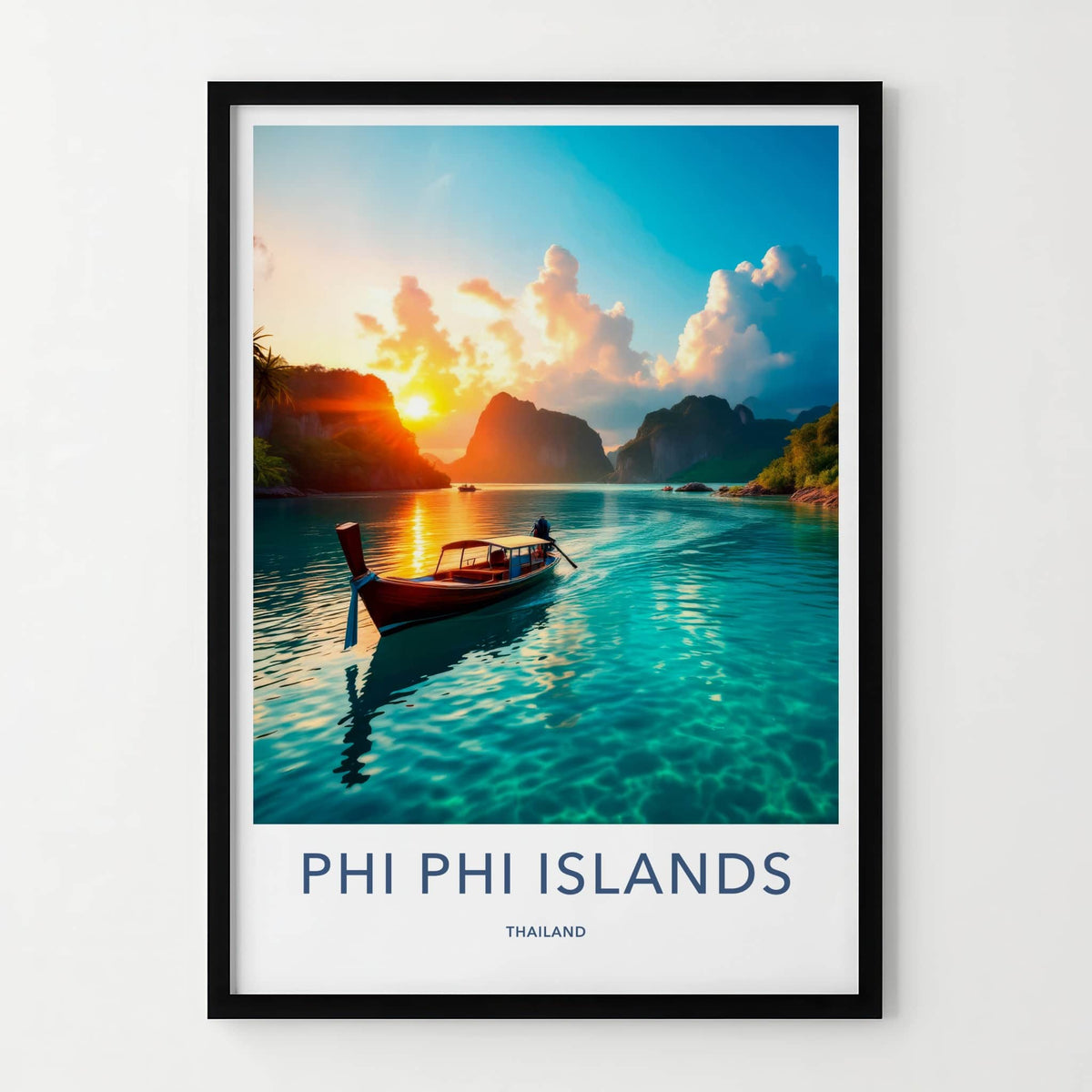 Phi Phi Islands Poster - Thailand Travel Art - Tropical Island Sunset Wall Decor