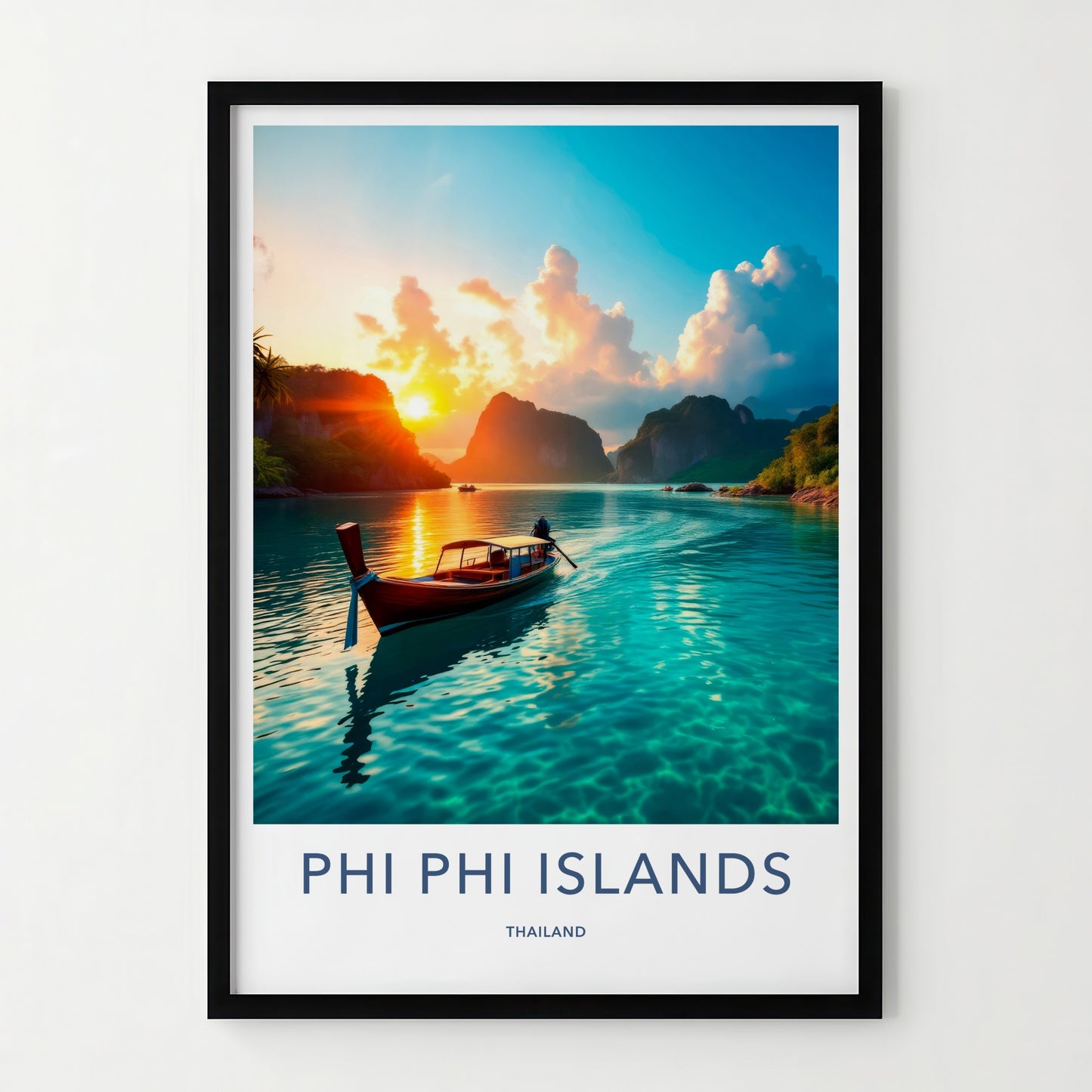 Phi Phi Islands Poster - Thailand Travel Art - Tropical Island Sunset Wall Decor