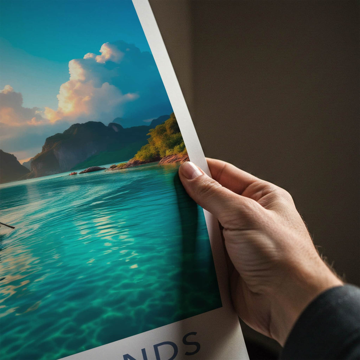 Phi Phi Islands Poster - Thailand Travel Art - Tropical Island Sunset Wall Decor