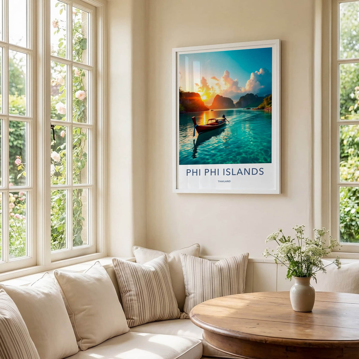 Phi Phi Islands Poster - Thailand Travel Art - Tropical Island Sunset Wall Decor