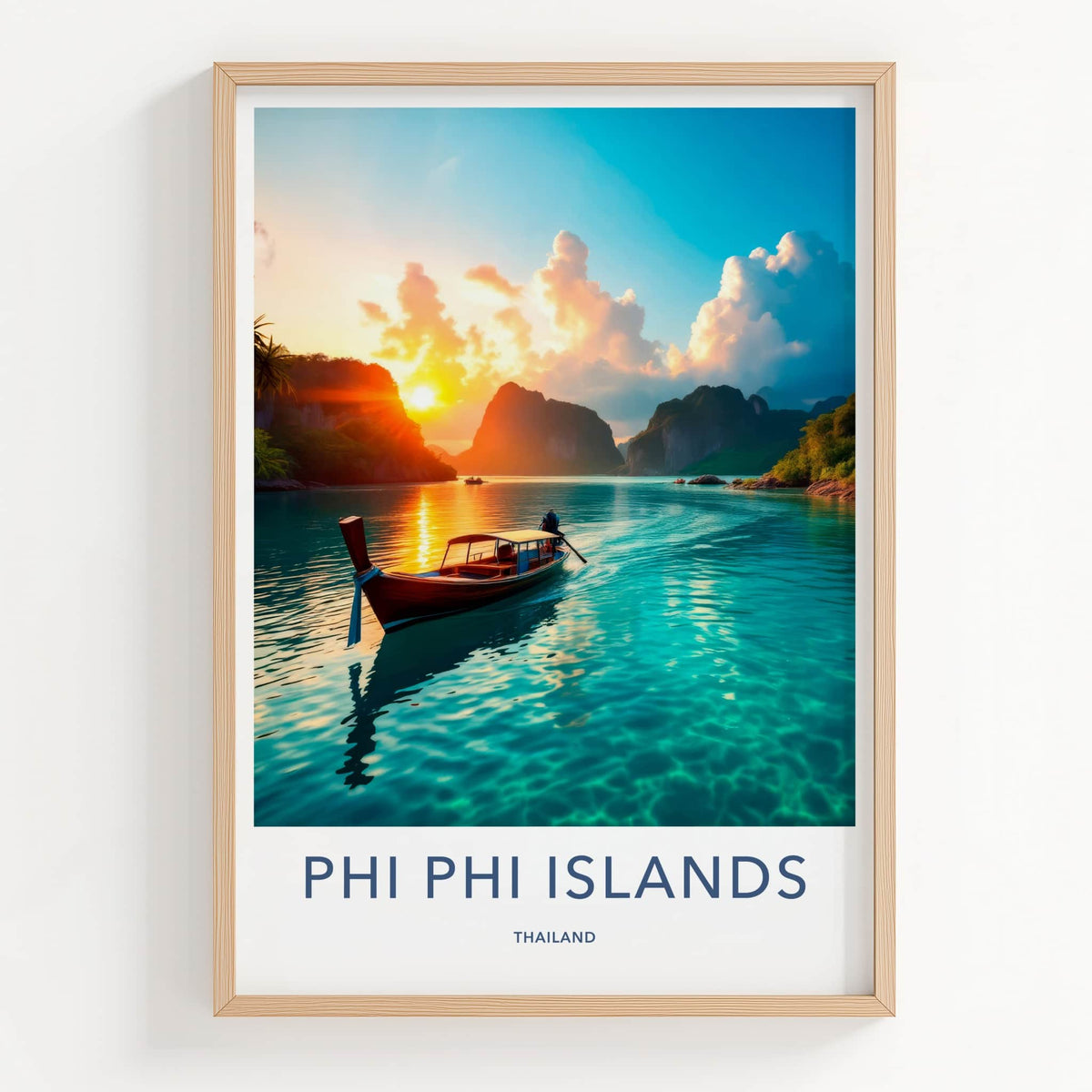 Phi Phi Islands Poster - Thailand Travel Art - Tropical Island Sunset Wall Decor