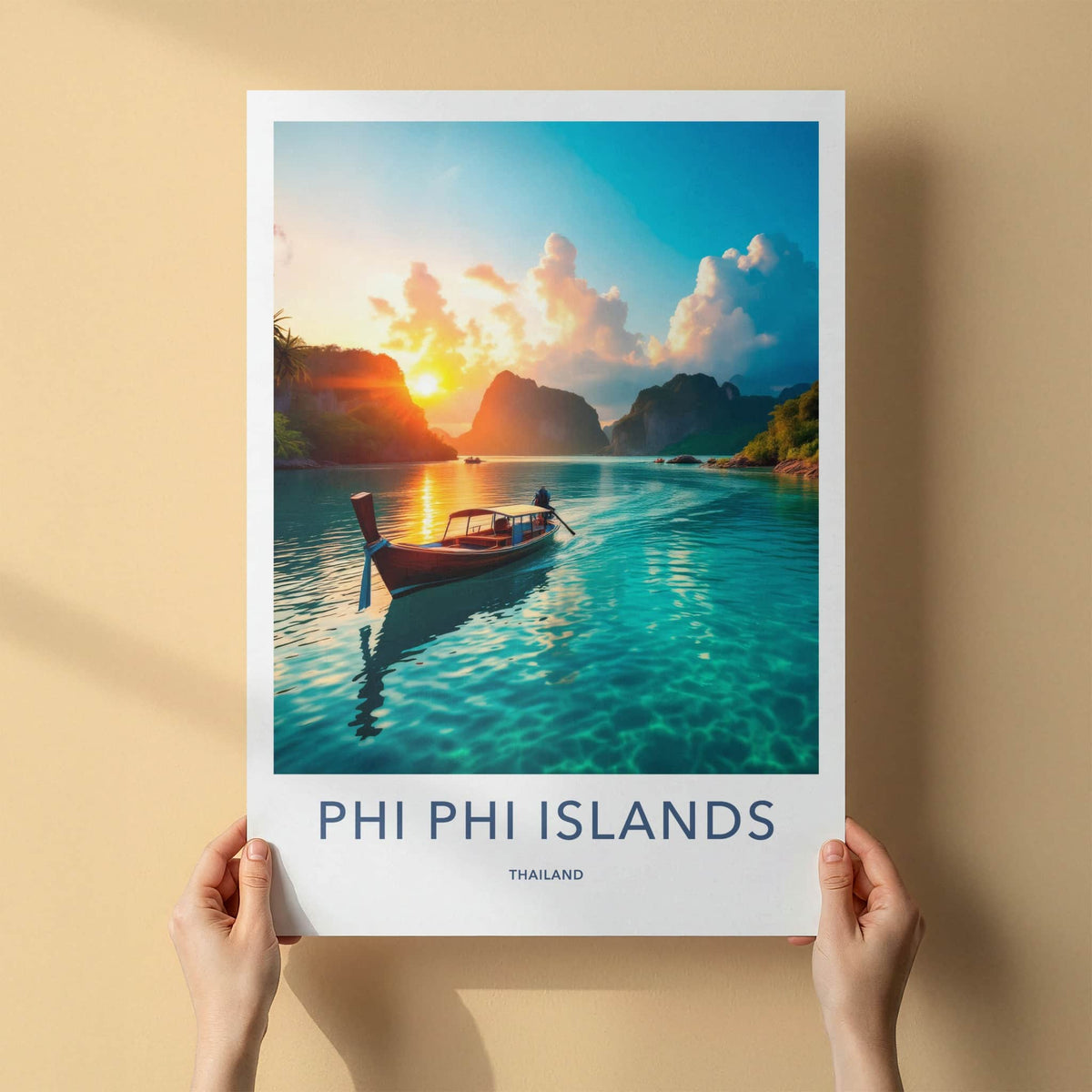 Phi Phi Islands Poster - Thailand Travel Art - Tropical Island Sunset Wall Decor