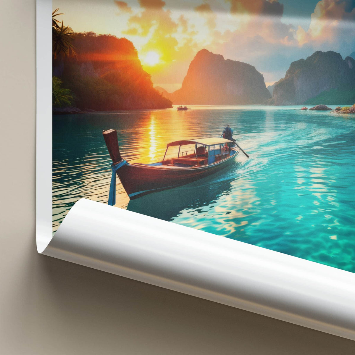 Phi Phi Islands Poster - Thailand Travel Art - Tropical Island Sunset Wall Decor