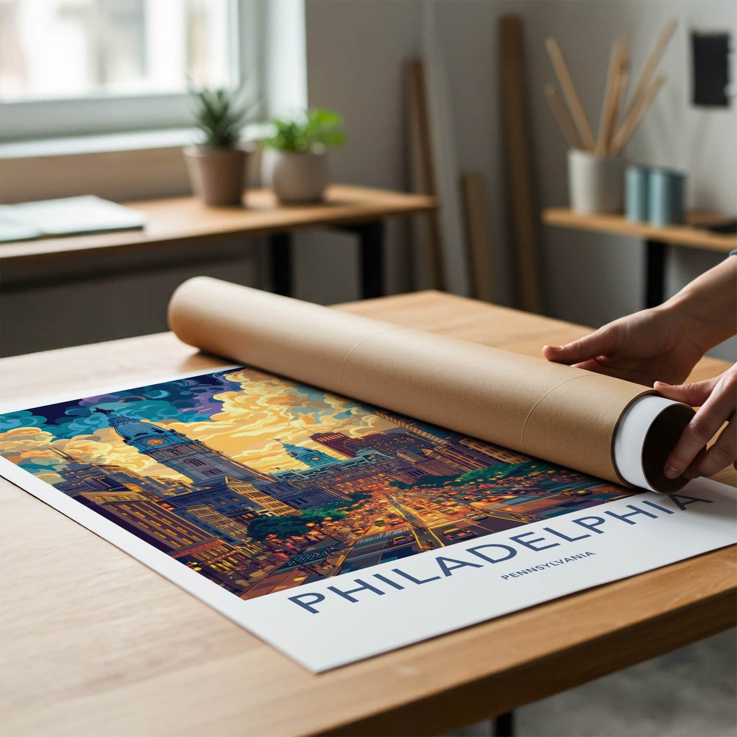 Philadelphia Poster - Pennsylvania Travel Art - Vibrant Skyline Dusk Gallery Art