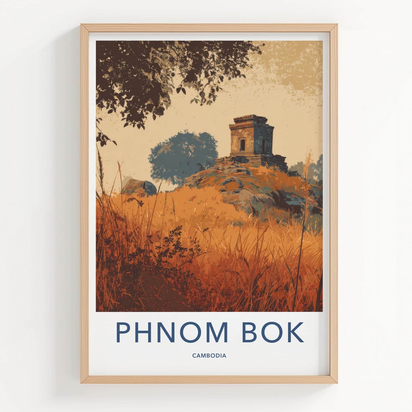Phnom Bok Poster - Cambodia Travel Art - Ancient Temple Structure Home Decor