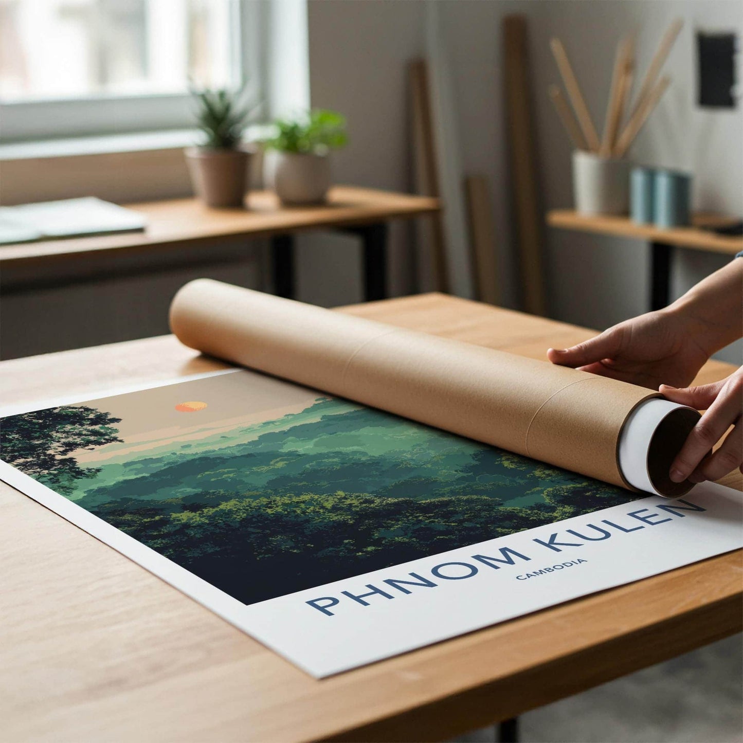 Phnom Kulen Poster - Cambodia Travel Art - Lush Forest Canopy Home Decor