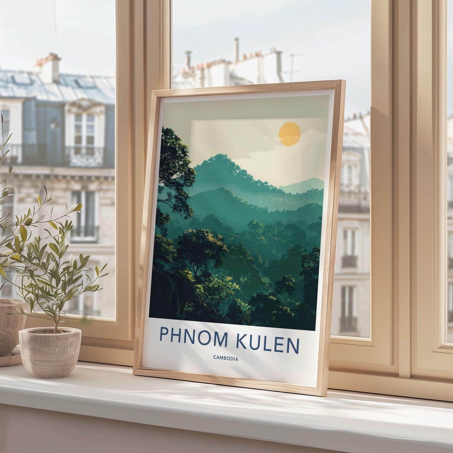 Phnom Kulen Poster - Cambodia Travel Art - Misty Jungle Sun Home Decor