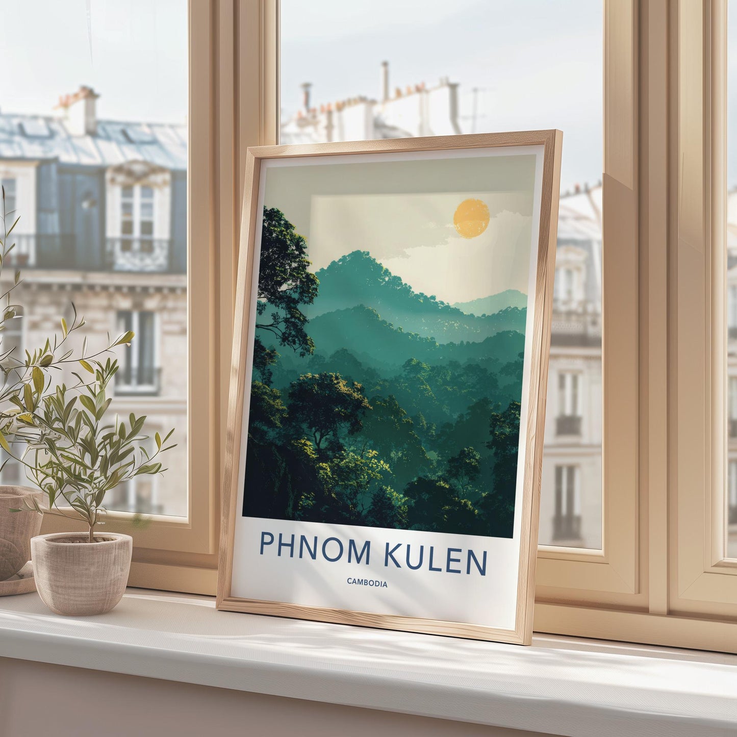 Phnom Kulen Poster - Cambodia Travel Art - Misty Jungle Sun Home Decor