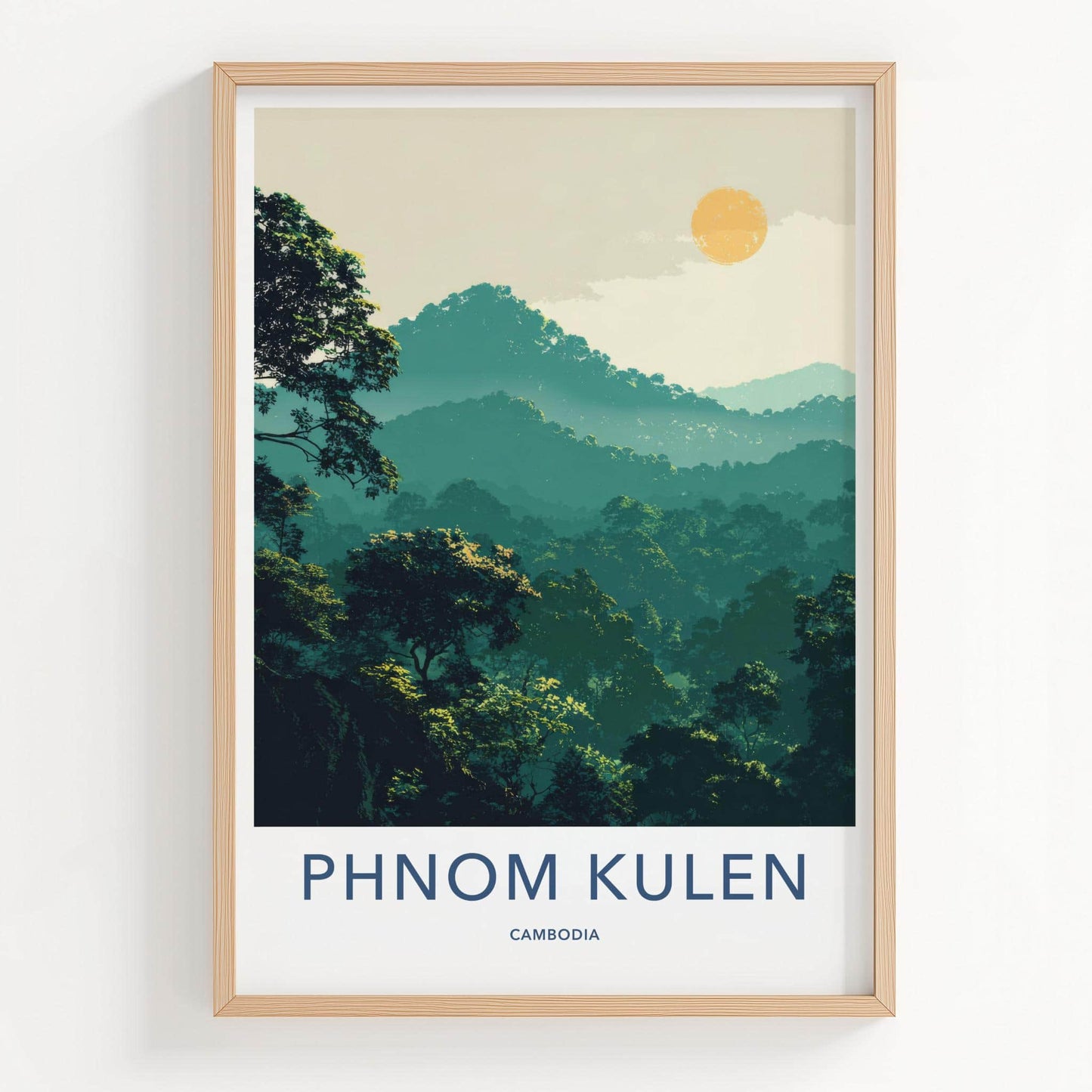 Phnom Kulen Poster - Cambodia Travel Art - Misty Jungle Sun Home Decor