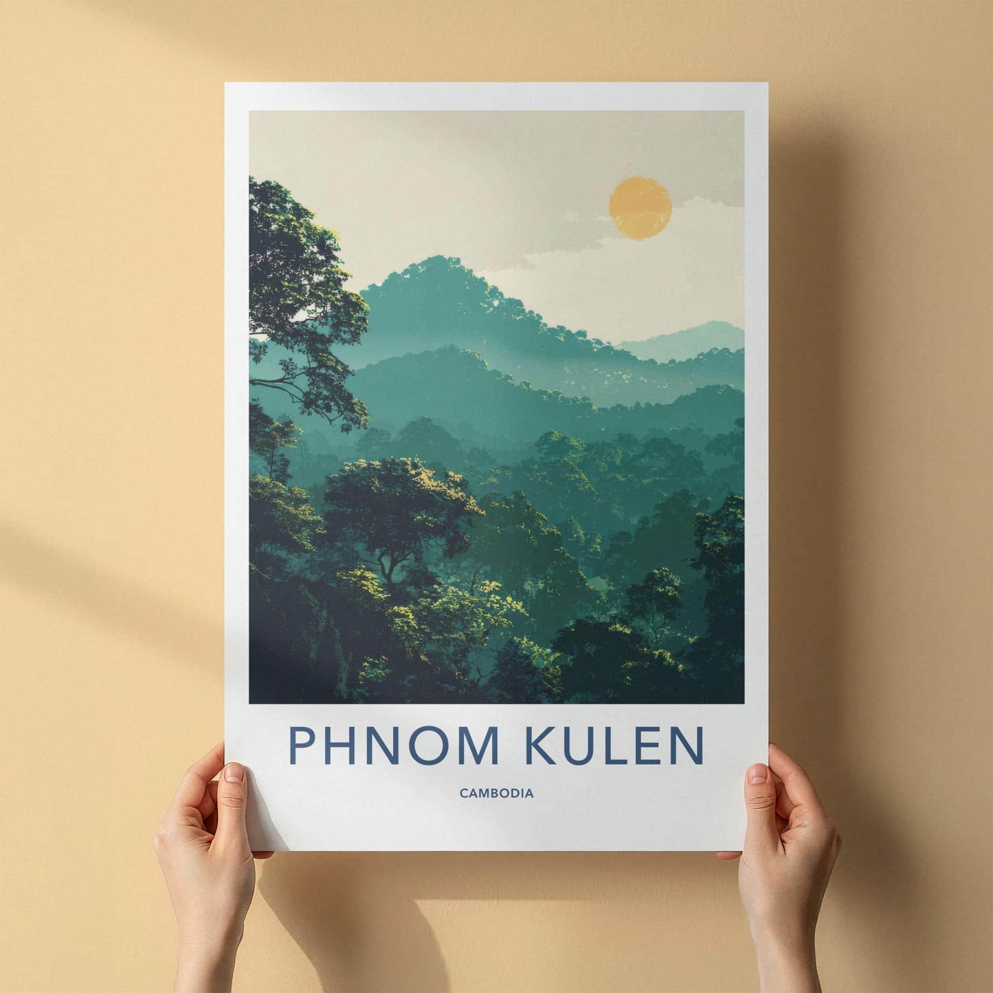 Phnom Kulen Poster - Cambodia Travel Art - Misty Jungle Sun Home Decor