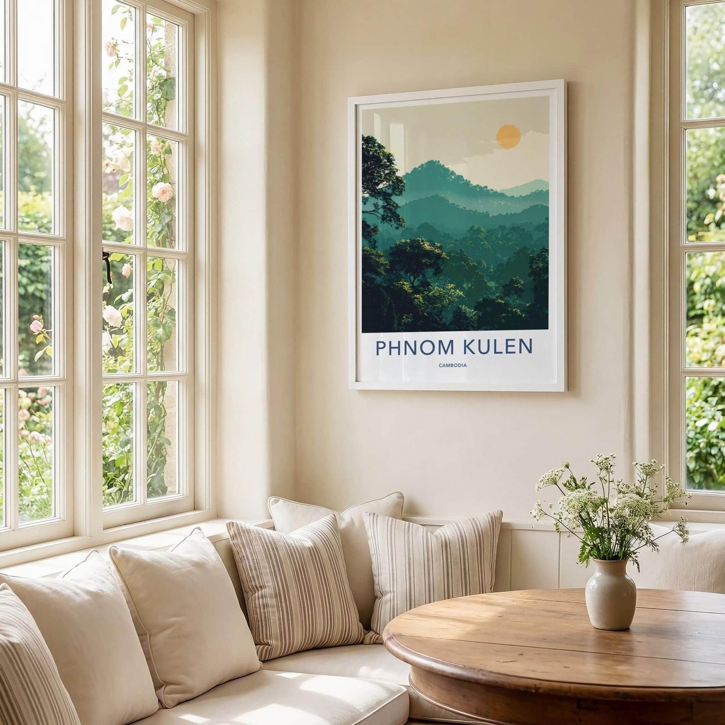 Phnom Kulen Poster - Cambodia Travel Art - Misty Jungle Sun Home Decor