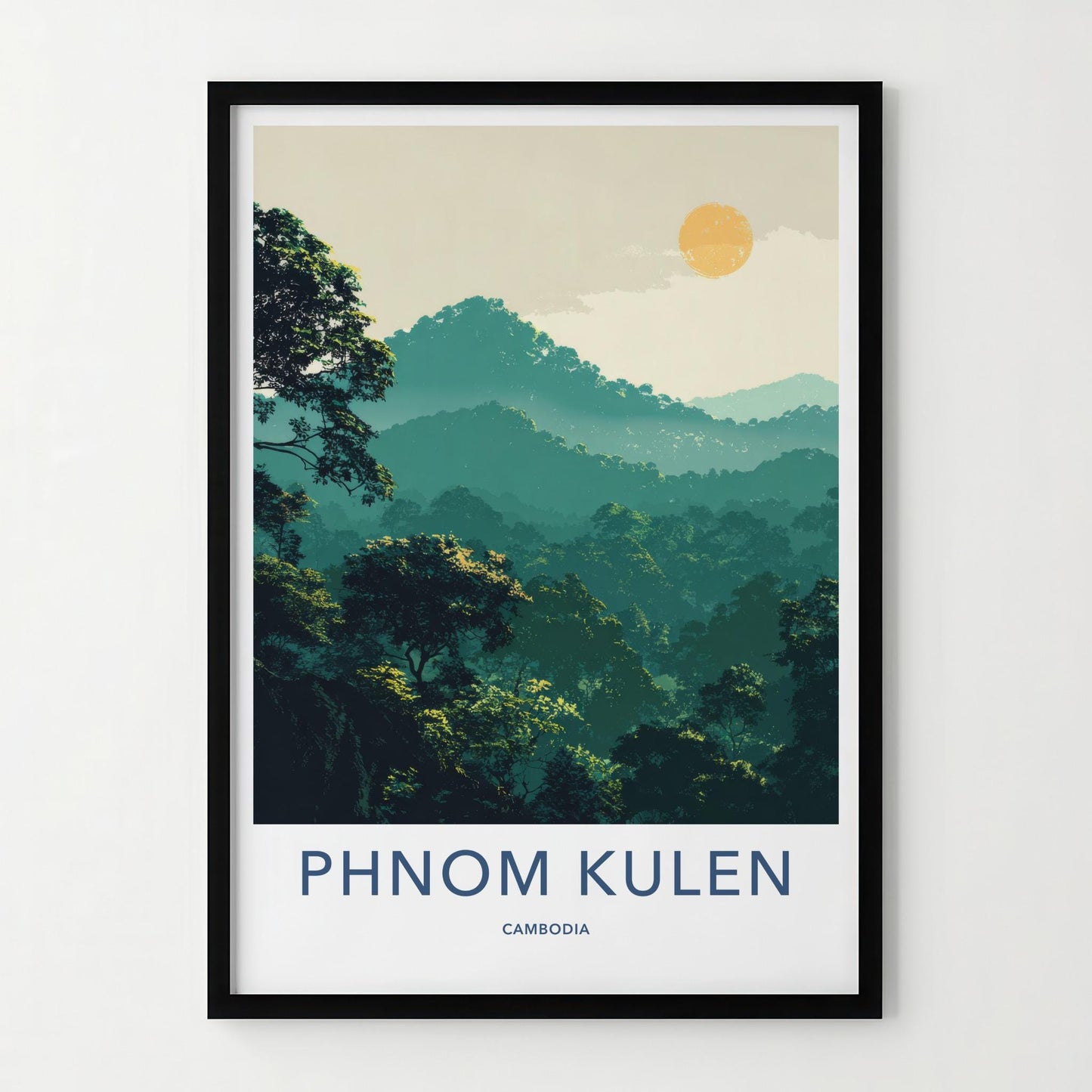 Phnom Kulen Poster - Cambodia Travel Art - Misty Jungle Sun Home Decor
