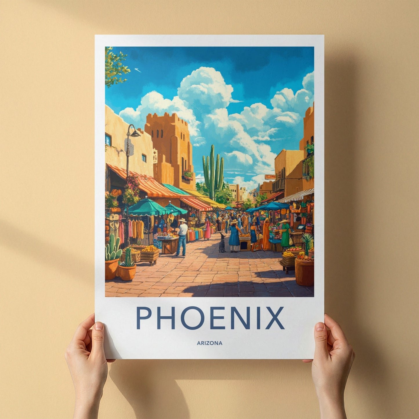 Phoenix Poster - Arizona Travel Art - Colorful Market Scene Home Decor