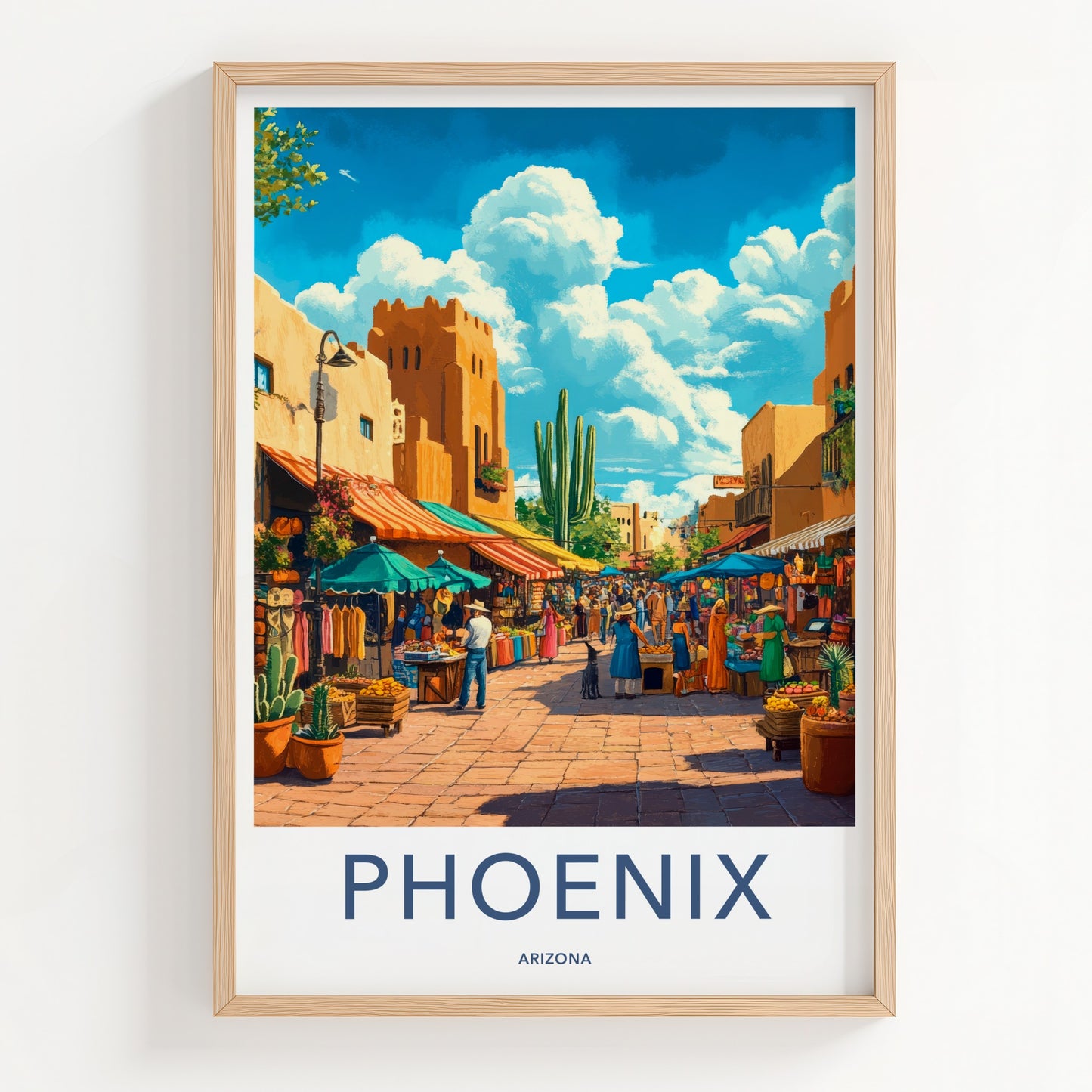 Phoenix Poster - Arizona Travel Art - Colorful Market Scene Home Decor