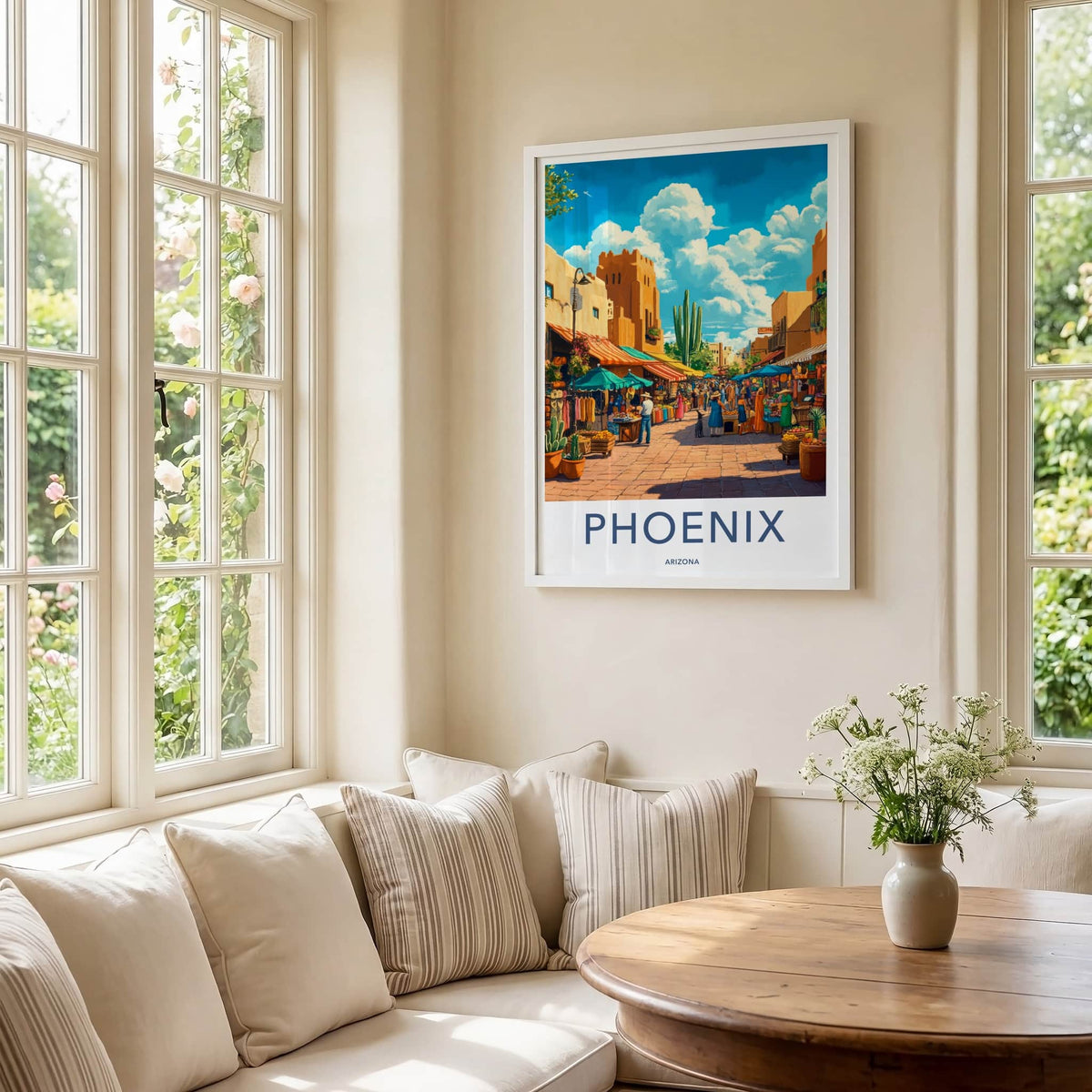 Phoenix Poster - Arizona Travel Art - Colorful Market Scene Home Decor