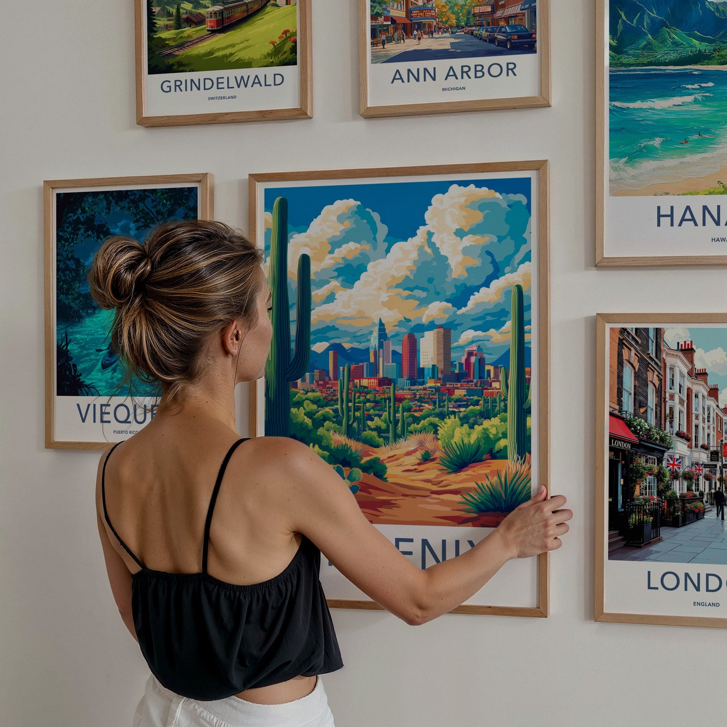 Phoenix Poster - Arizona Travel Art - Desert Cityscape Saguaro Gallery Art
