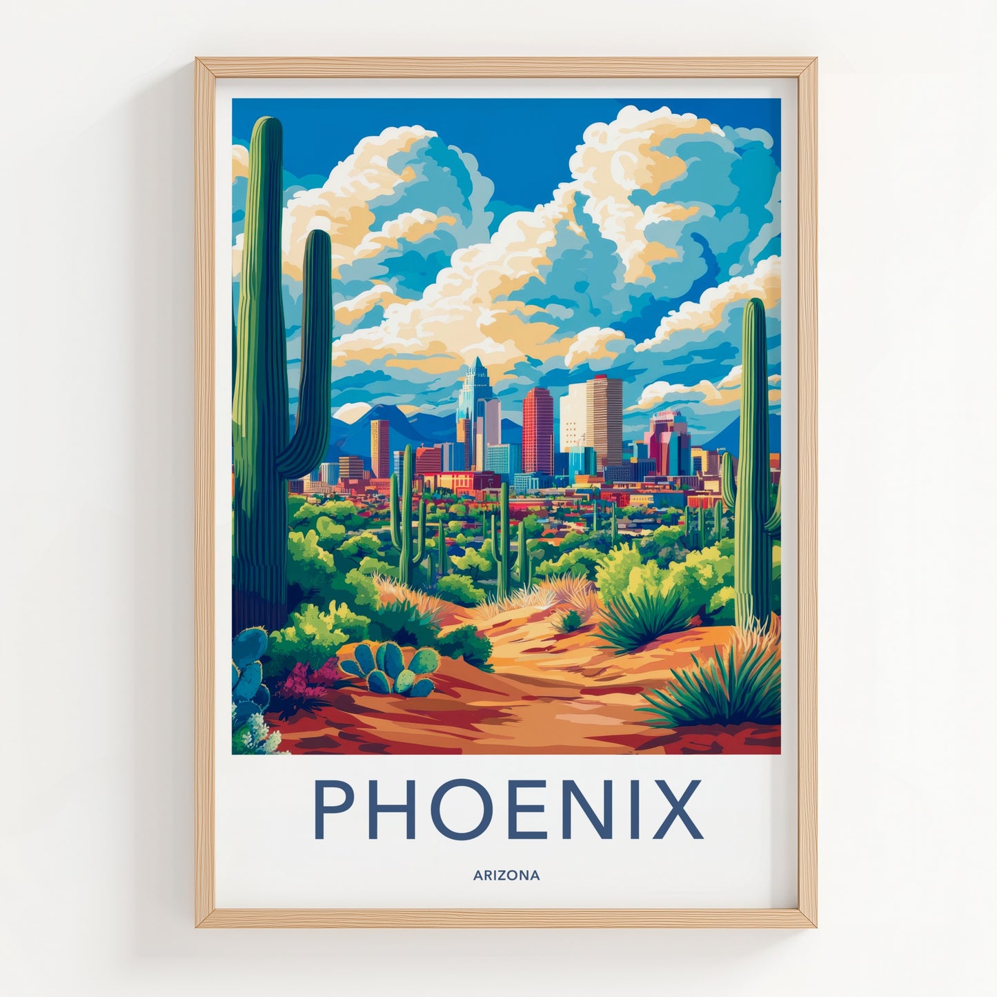 Phoenix Poster - Arizona Travel Art - Desert Cityscape Saguaro Gallery Art
