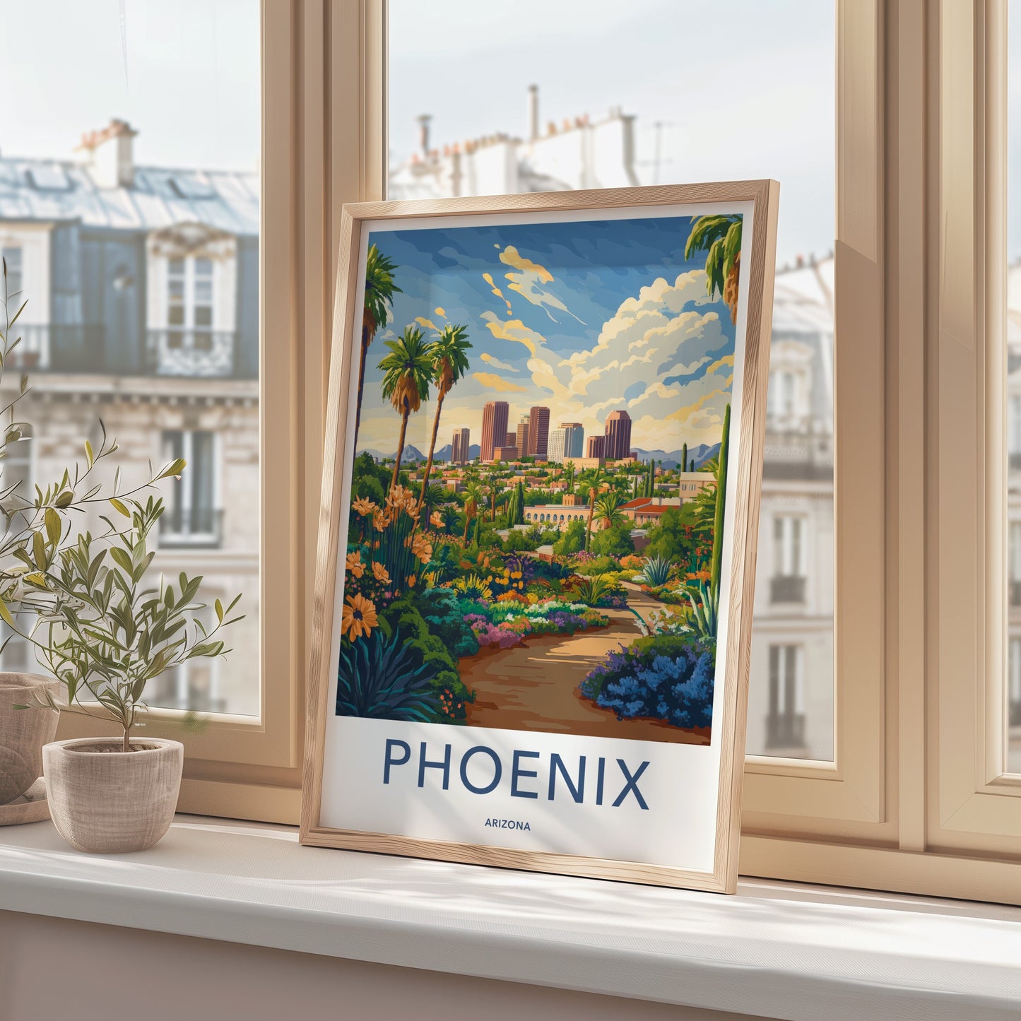Phoenix Poster - Arizona Travel Art - Lush City Garden Home Decor