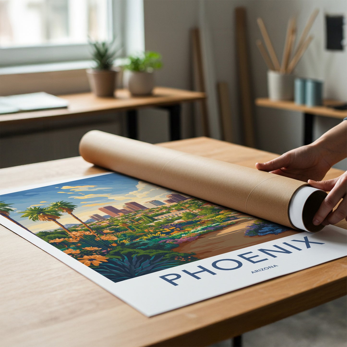 Phoenix Poster - Arizona Travel Art - Lush City Garden Home Decor