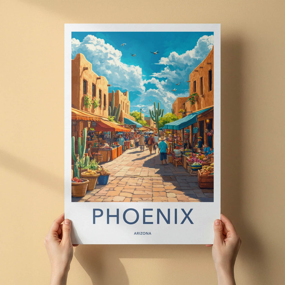 Phoenix Poster - Arizona Travel Art - Vibrant Street Market Home Decor
