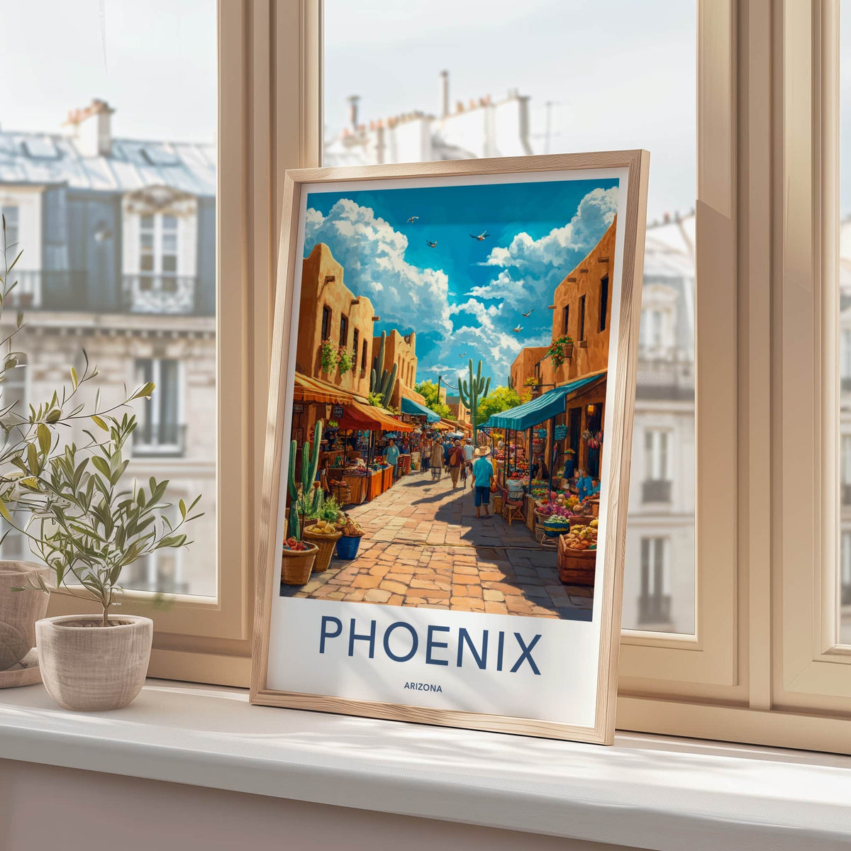 Phoenix Poster - Arizona Travel Art - Vibrant Street Market Home Decor