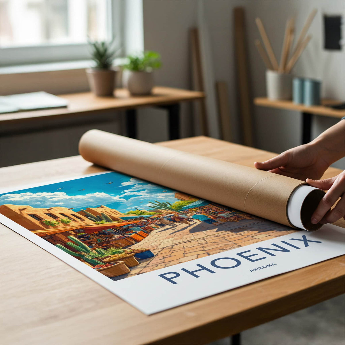Phoenix Poster - Arizona Travel Art - Vibrant Street Market Home Decor