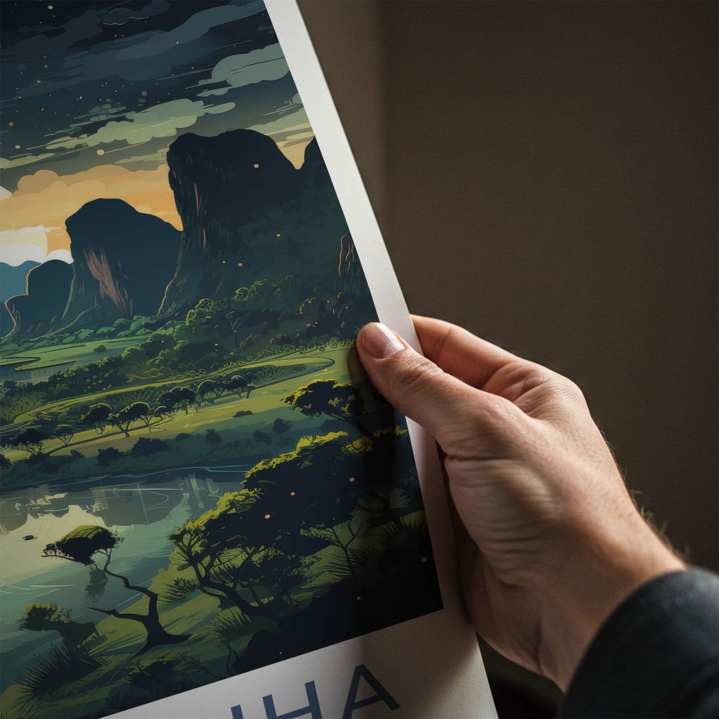Phong Nha Poster - Vietnam Travel Art - Moonlit River Valley Home Decor