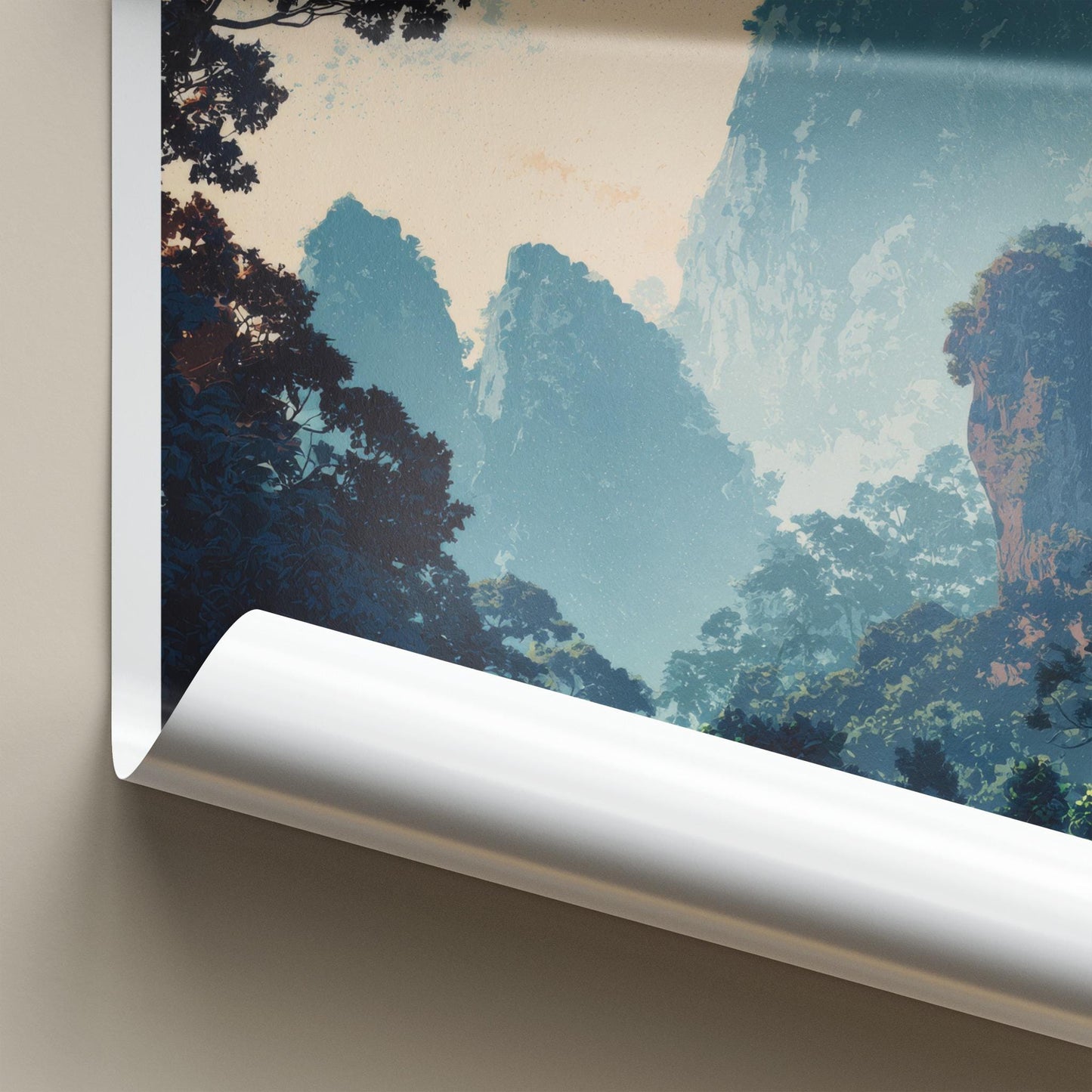 Phou Hin Poun National Park Poster - Laos Travel Print - Misty Karst Landscape Wall Decor