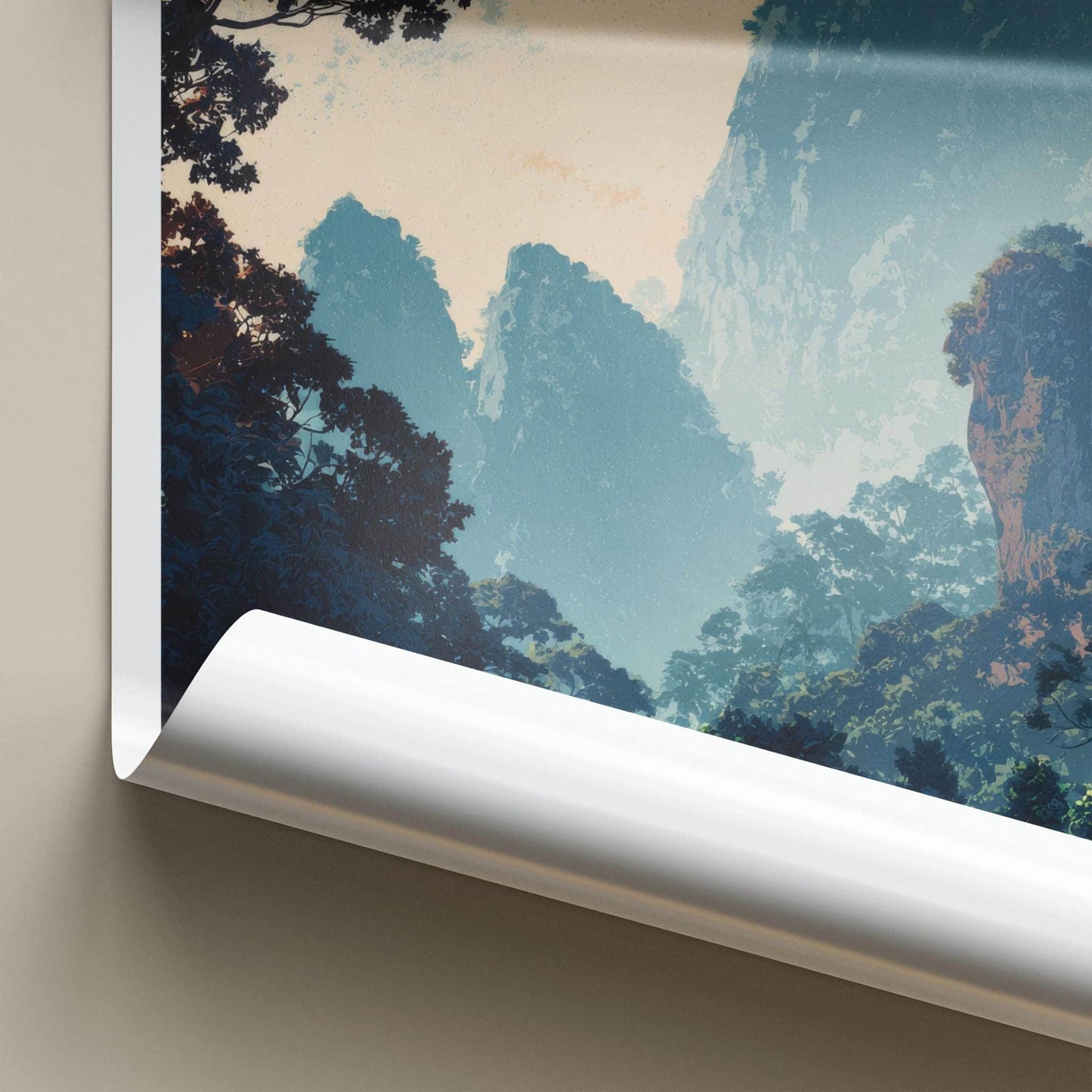 Phou Hin Poun National Park Poster - Laos Travel Print - Misty Karst Landscape Wall Decor