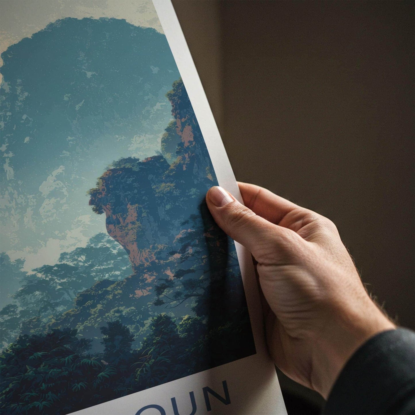 Phou Hin Poun National Park Poster - Laos Travel Print - Misty Karst Landscape Wall Decor