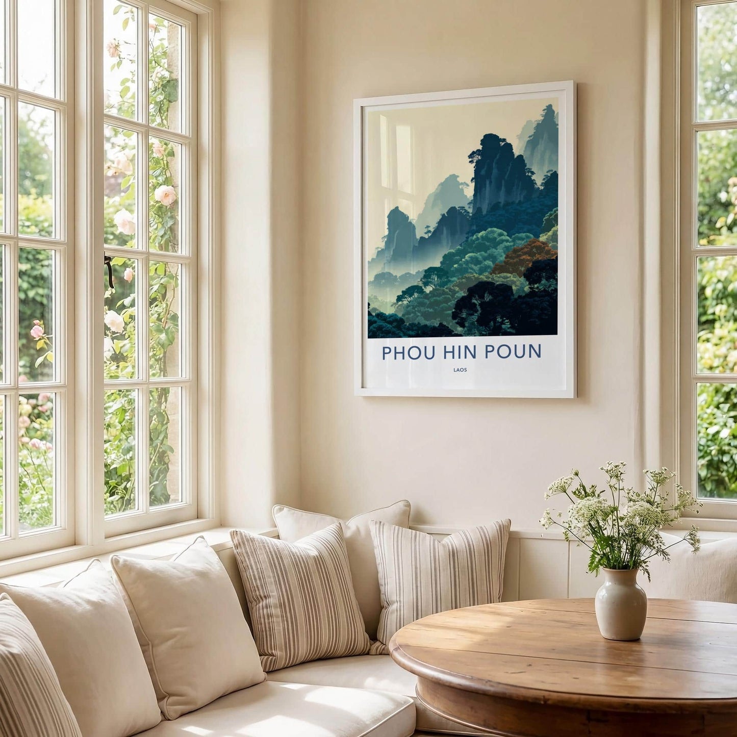 Phou Hin Poun Poster - Laos Wall Art - Misty Mountain Landscape Home Decor