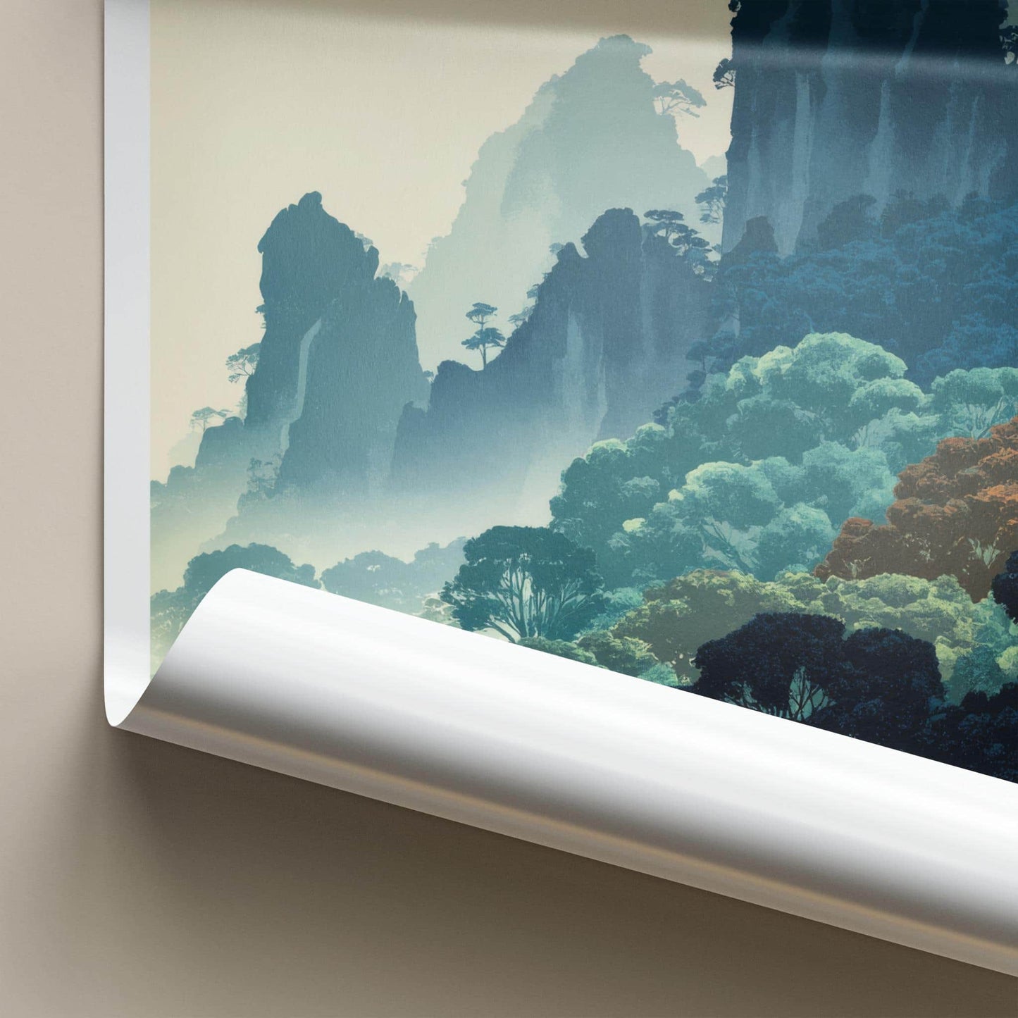 Phou Hin Poun Poster - Laos Wall Art - Misty Mountain Landscape Home Decor