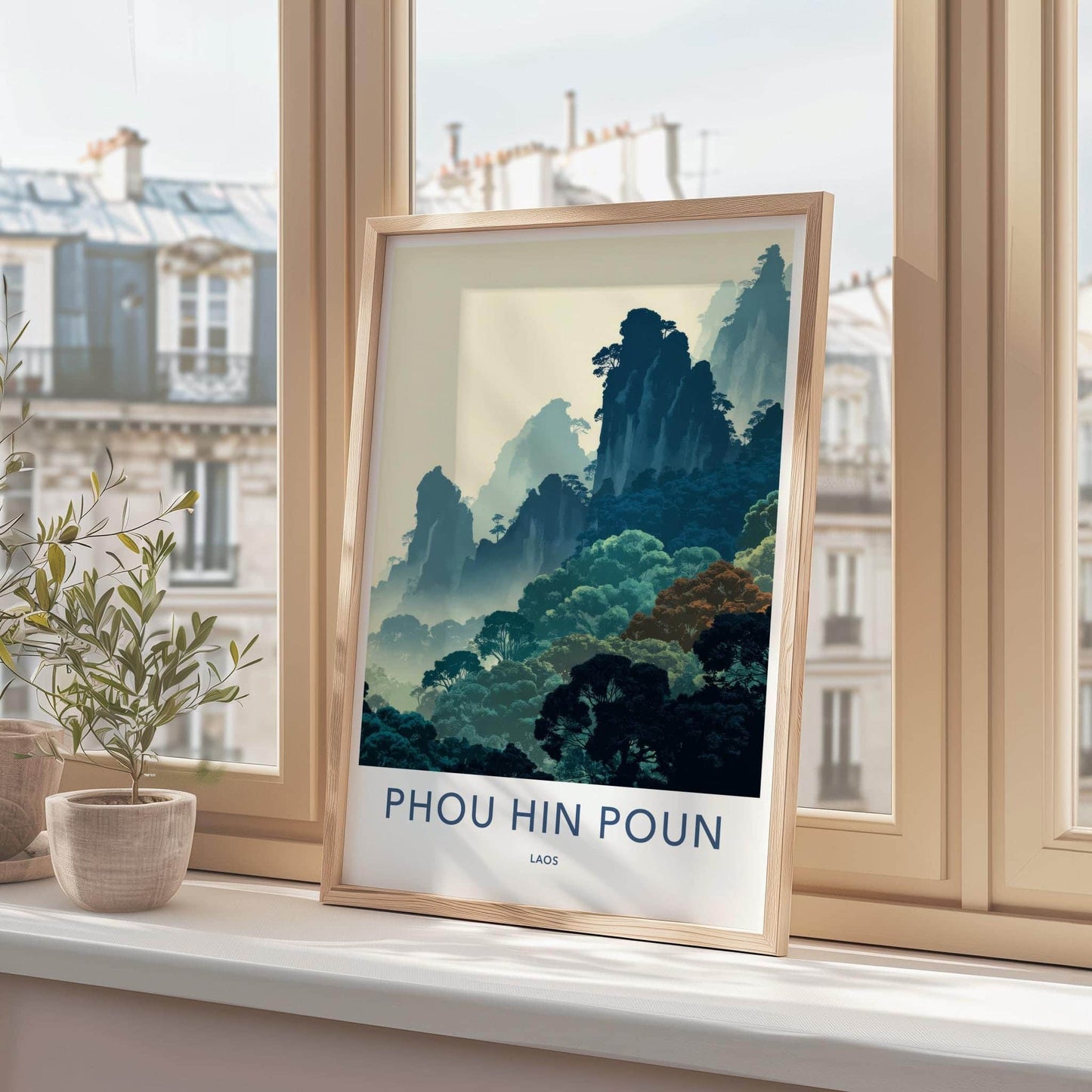 Phou Hin Poun Poster - Laos Wall Art - Misty Mountain Landscape Home Decor