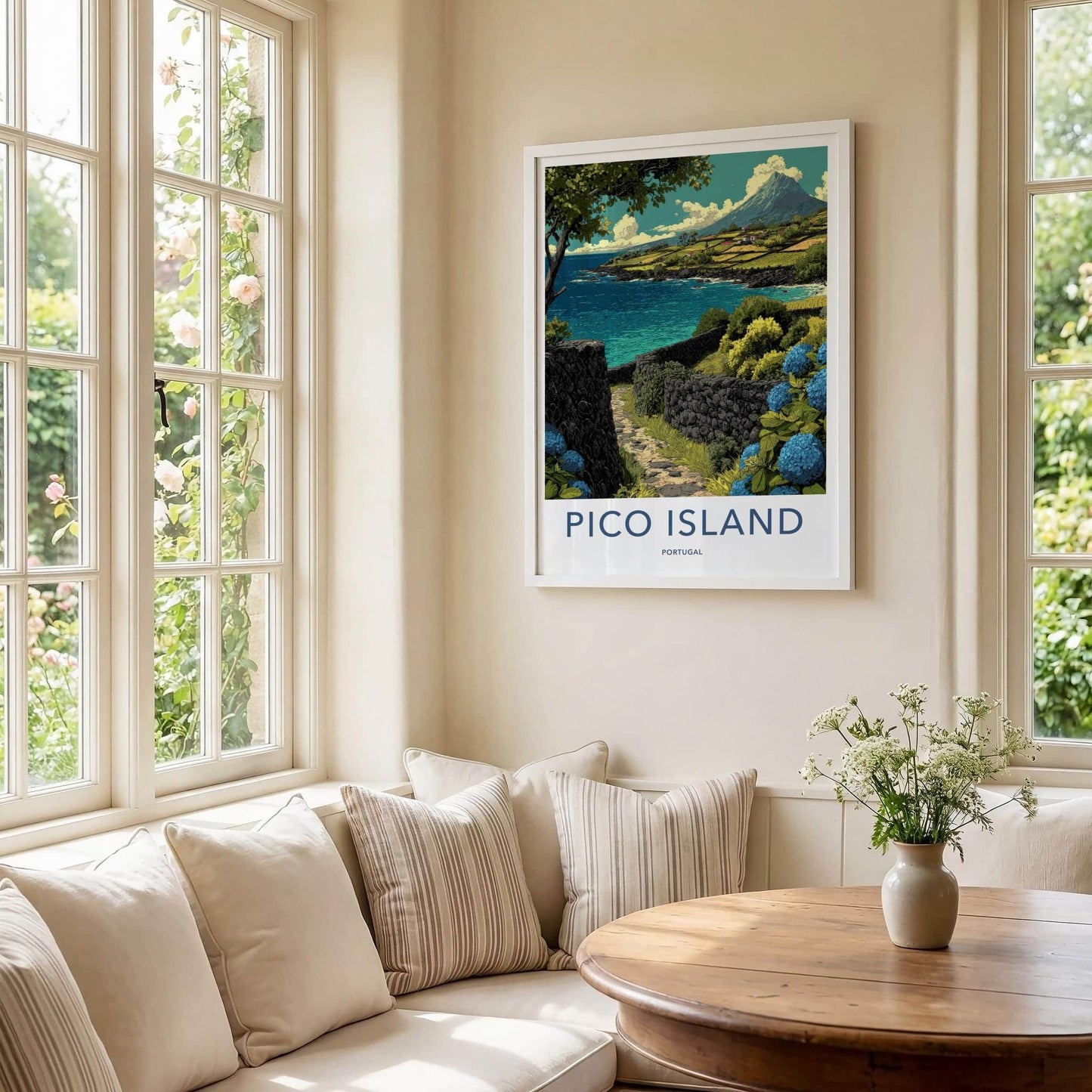 Pico Island Poster - Portugal Travel Art - Volcano Ocean Terraces Home Decor