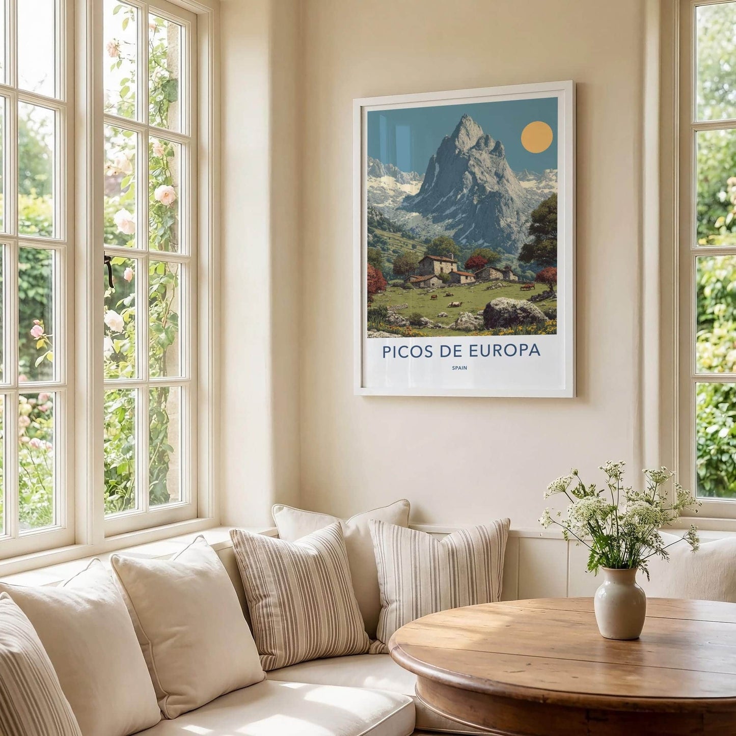 Picos de Europa Poster - Spain Travel Art - Mountain Village Pasture Home Decor