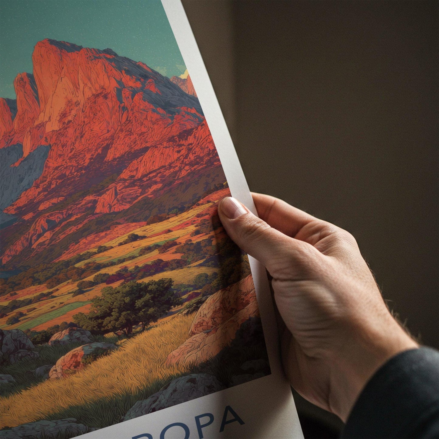 Picos De Europa Poster - Spain Travel Print - Vibrant Alpine Landscape Lounge Decor