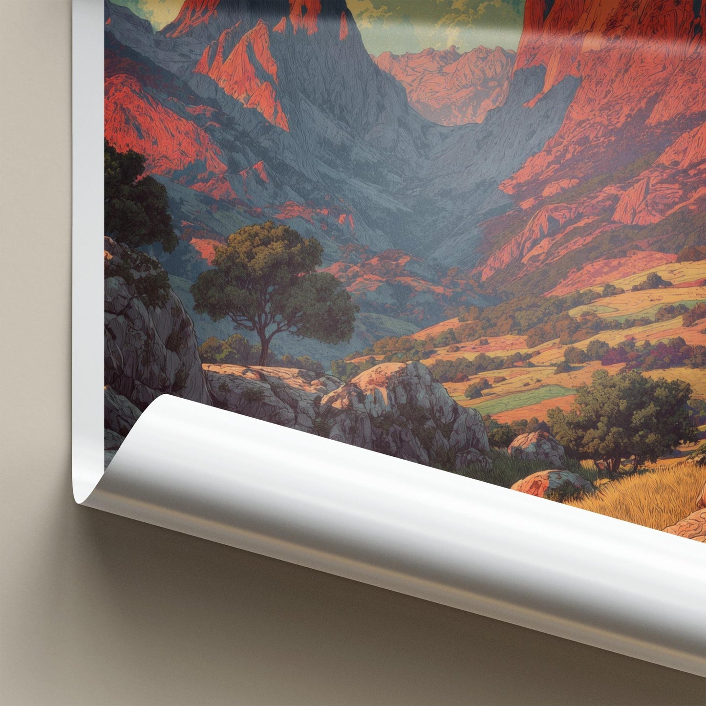 Picos De Europa Poster - Spain Travel Print - Vibrant Alpine Landscape Lounge Decor