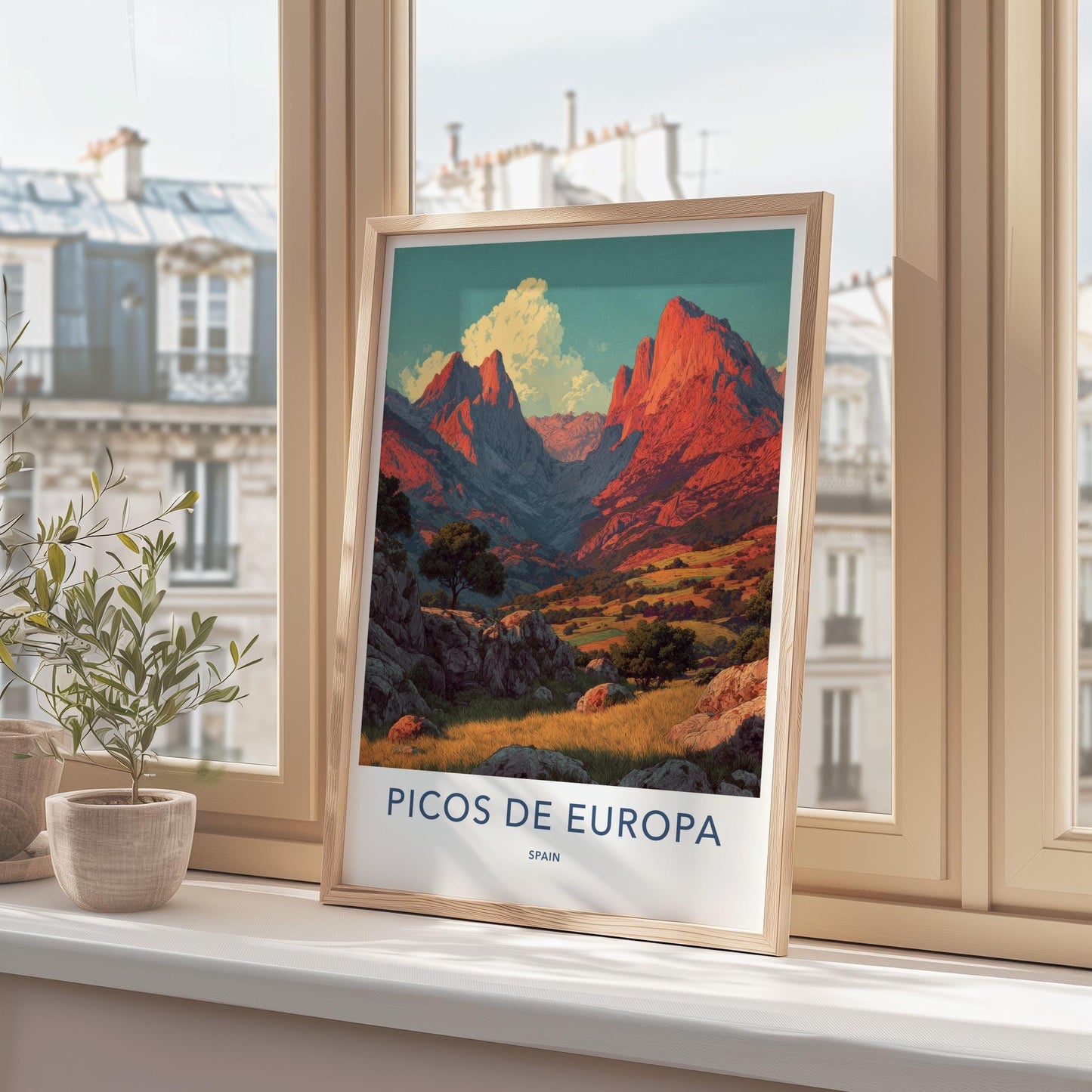 Picos De Europa Poster - Spain Travel Print - Vibrant Alpine Landscape Lounge Decor