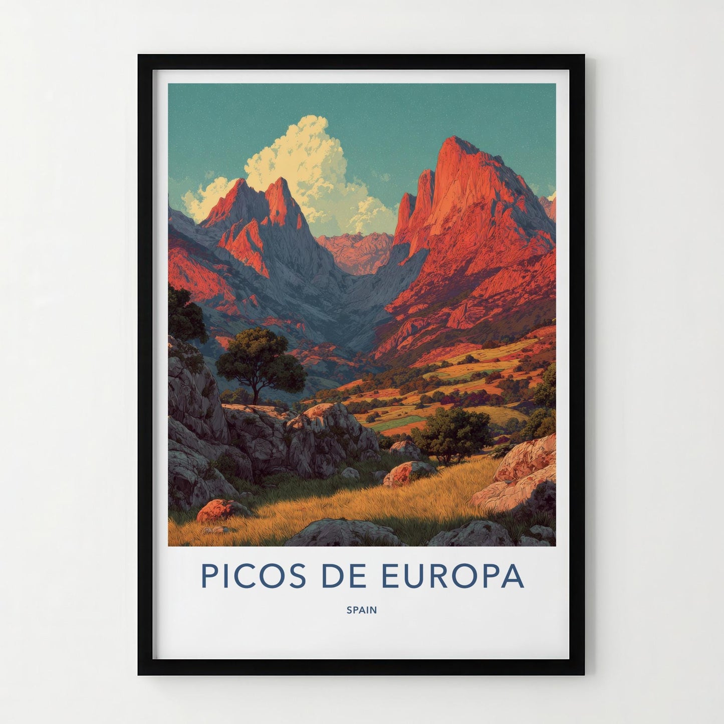Picos De Europa Poster - Spain Travel Print - Vibrant Alpine Landscape Lounge Decor