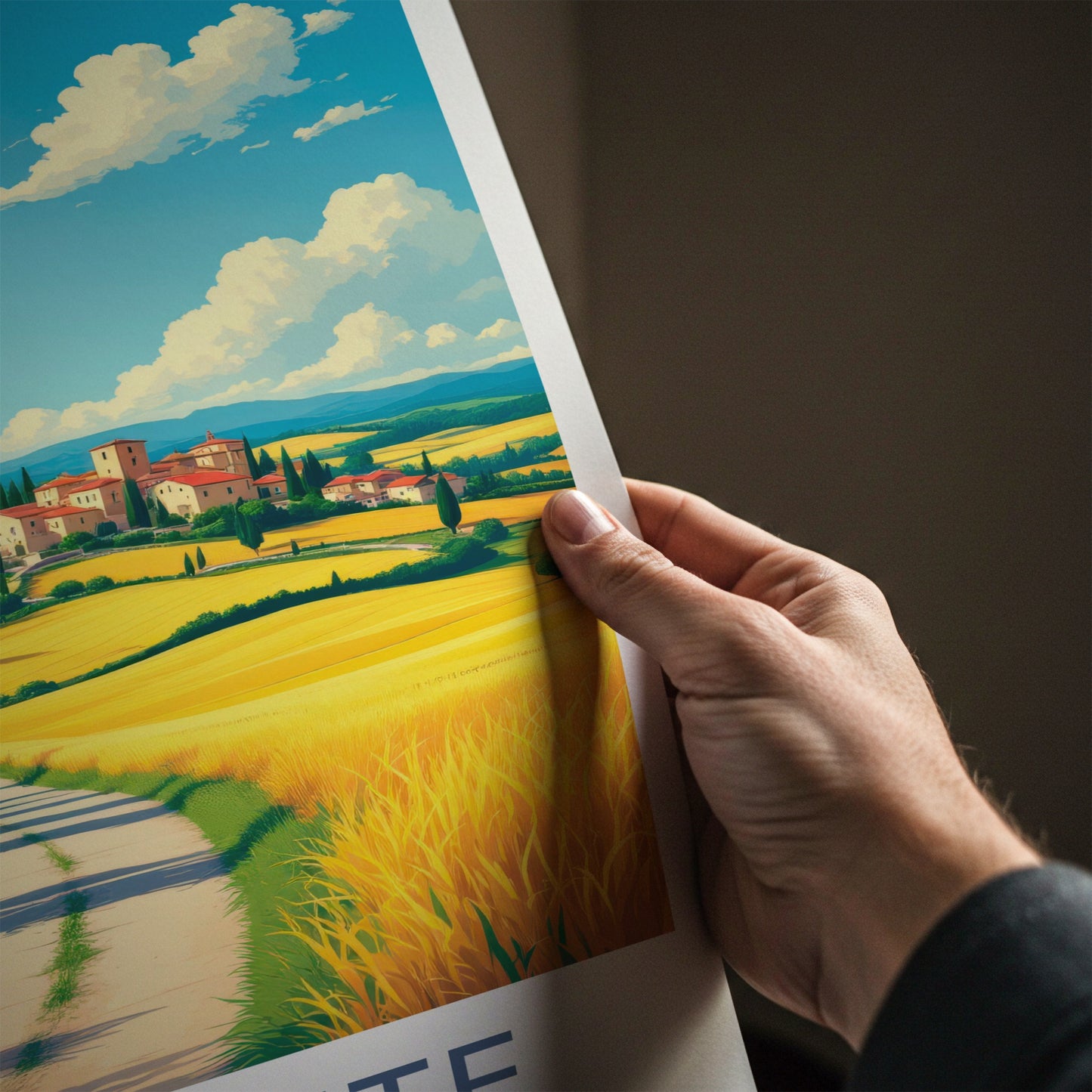 Piemonte Poster - Italy Travel Art - Cypress Lined Road Home Decor