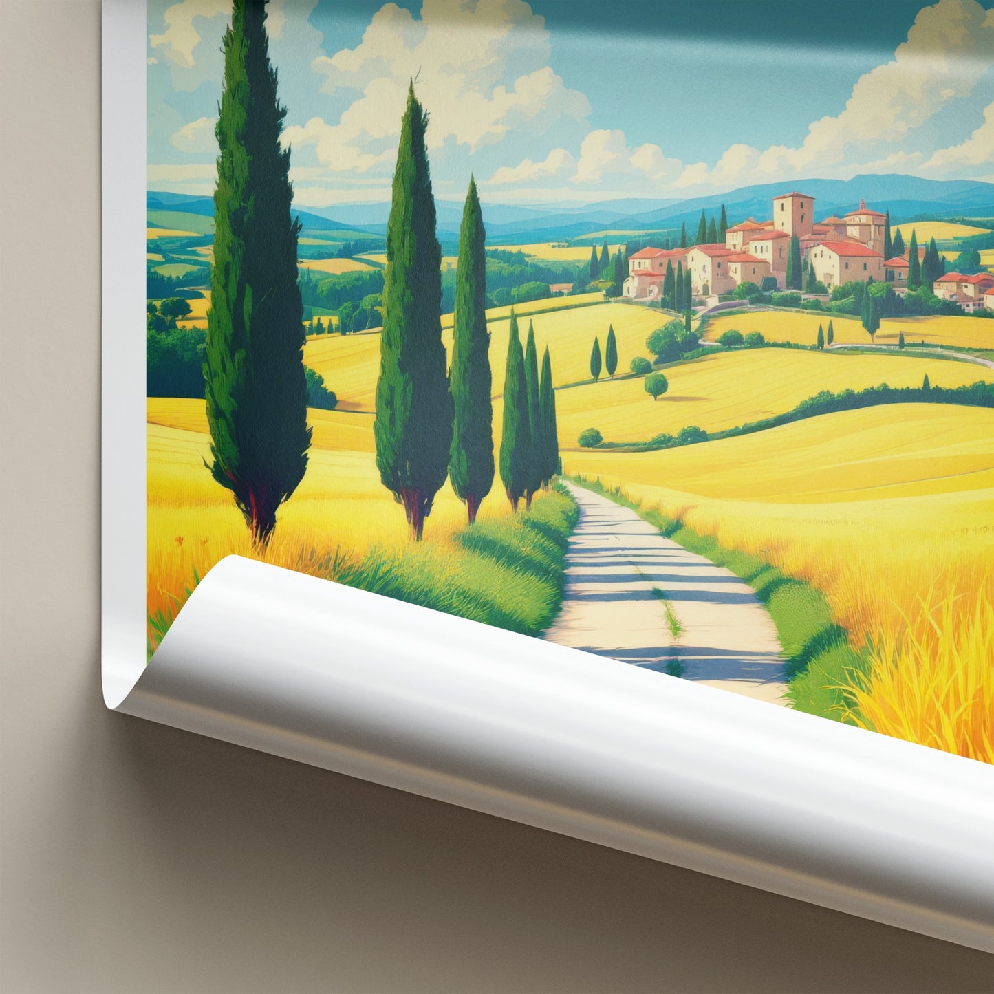 Piemonte Poster - Italy Travel Art - Cypress Lined Road Home Decor
