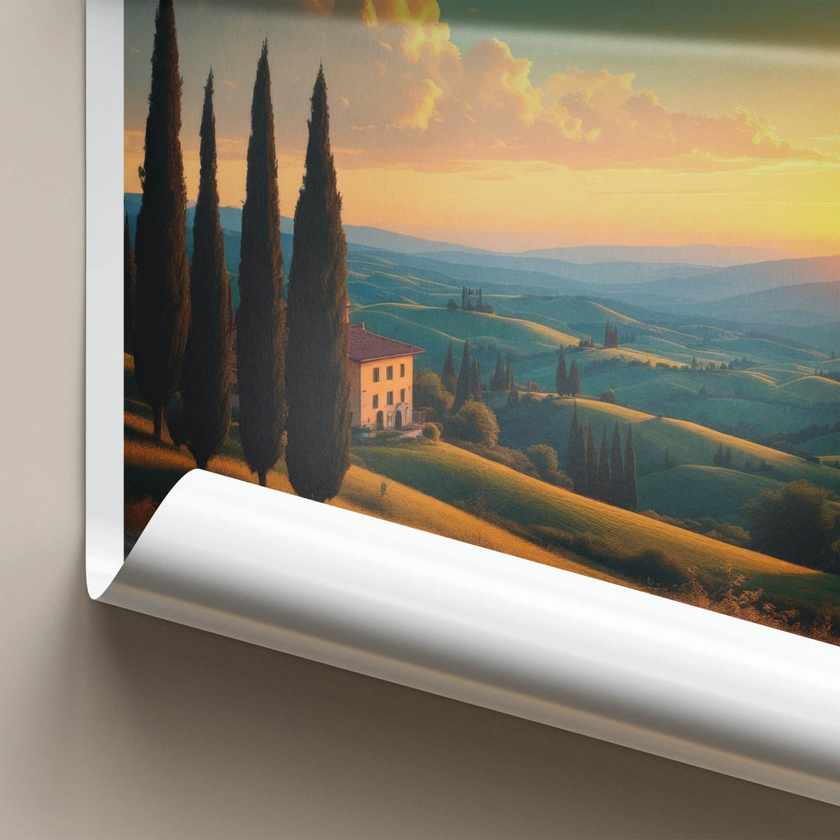 Piemonte Poster - Italy Travel Art - Golden Sunset Hills Wall Decor