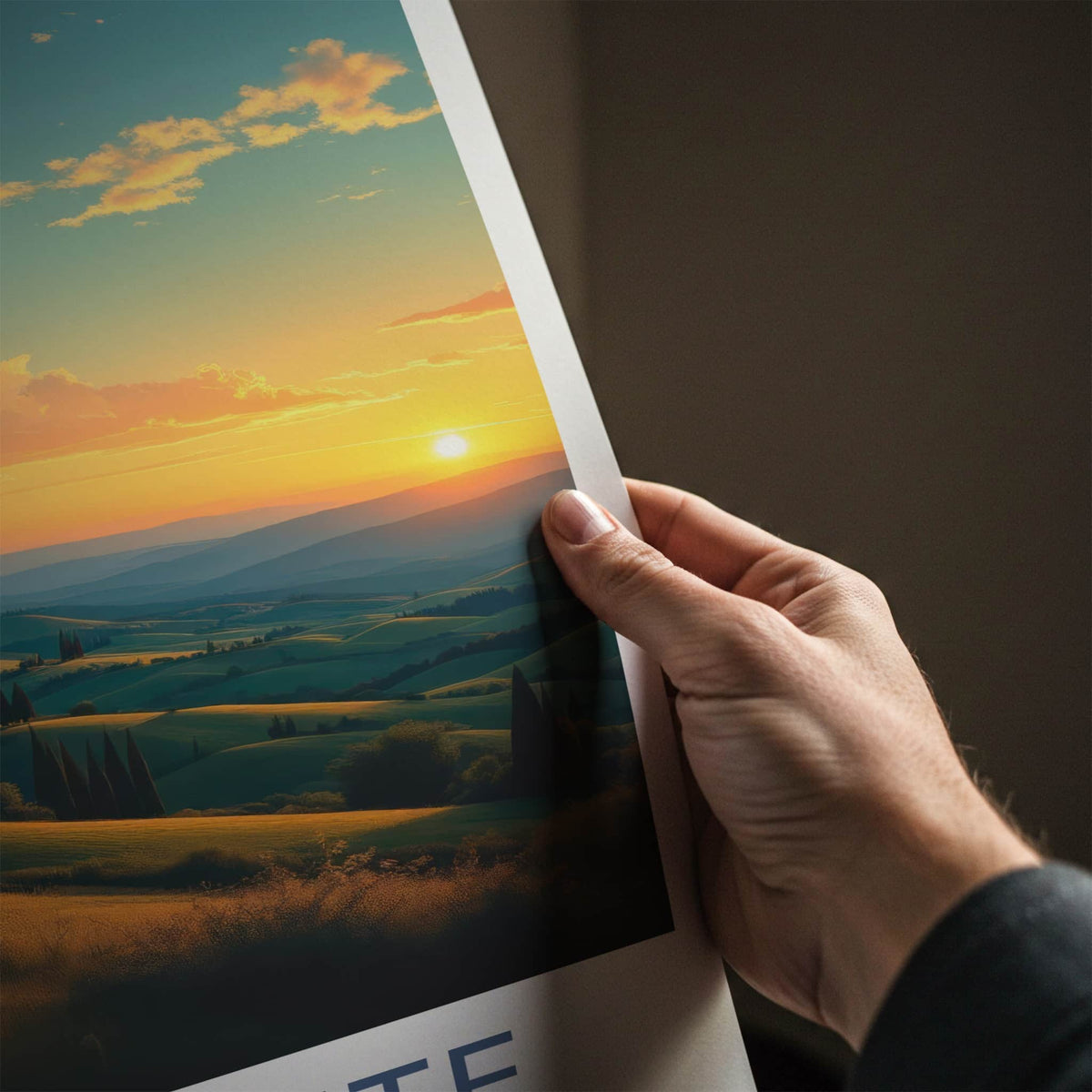 Piemonte Poster - Italy Travel Art - Golden Sunset Hills Wall Decor