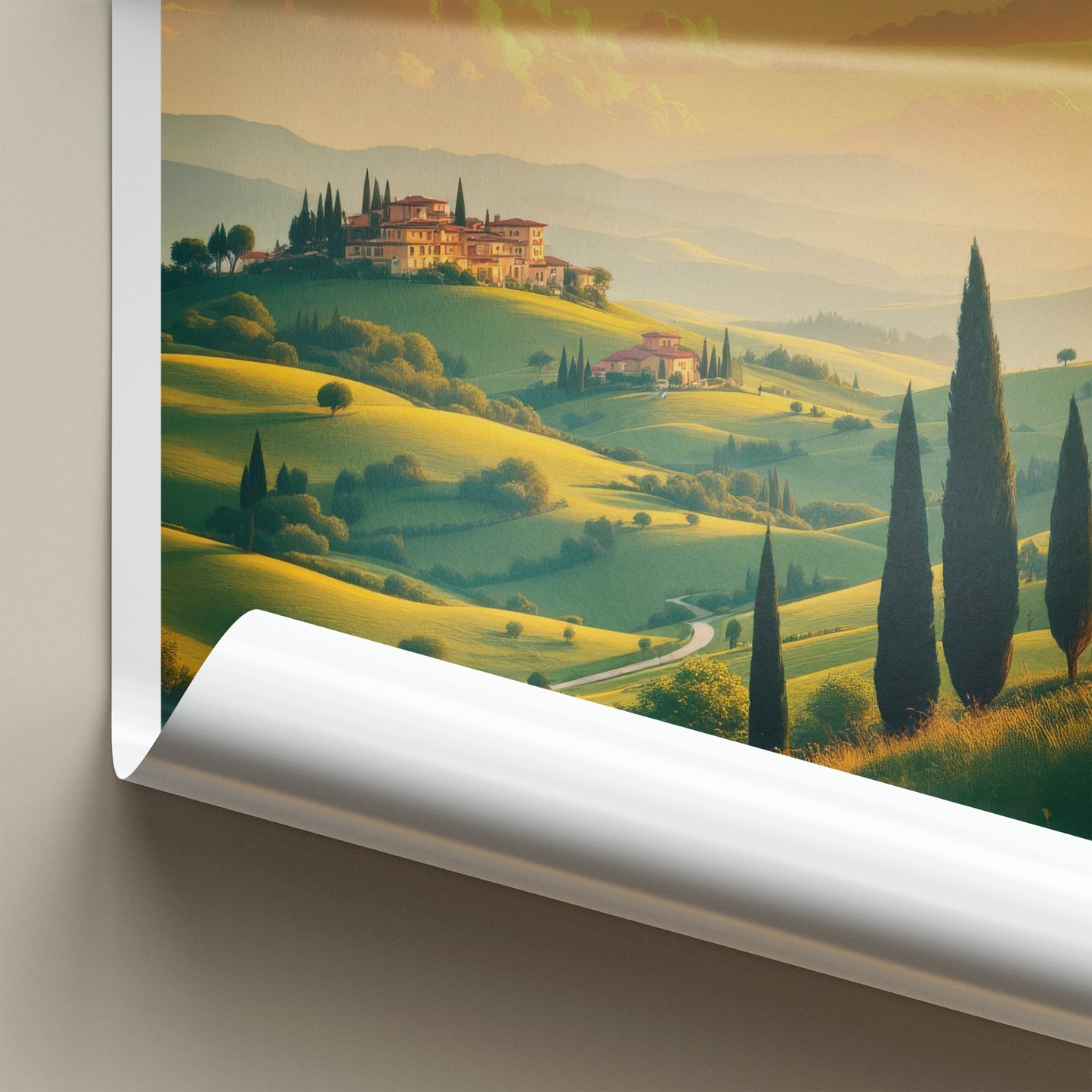 Piemonte Poster - Italy Travel Art - Green Hills Cypresses Home Decor