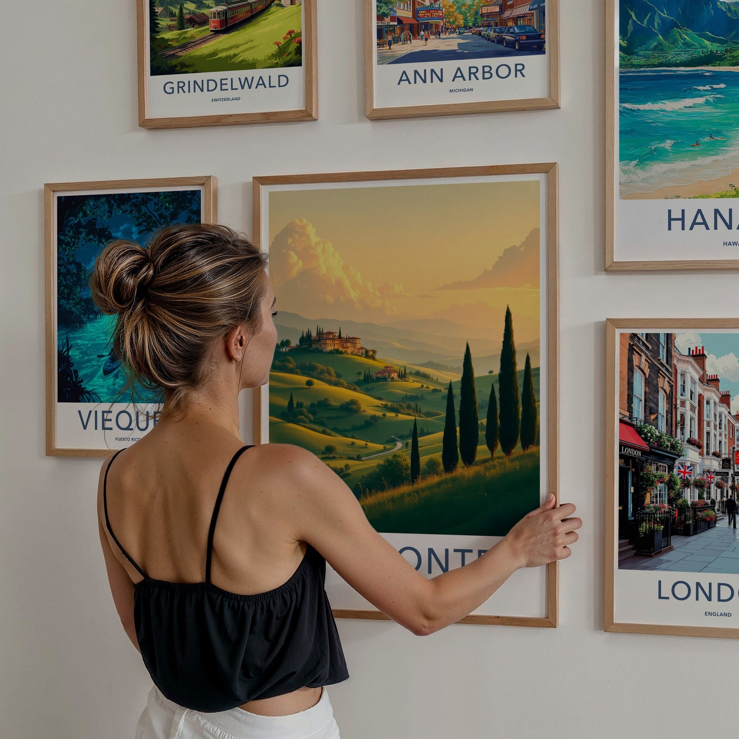 Piemonte Poster - Italy Travel Art - Green Hills Cypresses Home Decor
