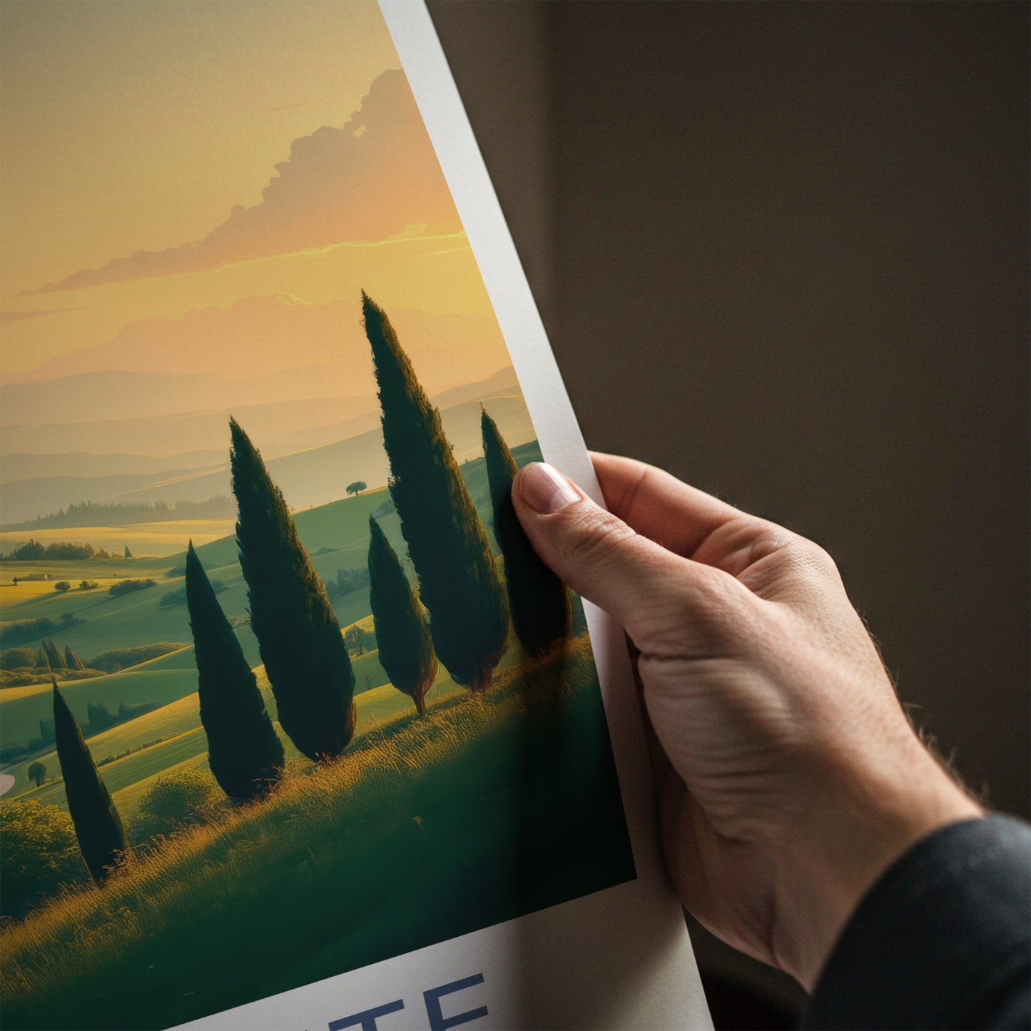 Piemonte Poster - Italy Travel Art - Green Hills Cypresses Home Decor
