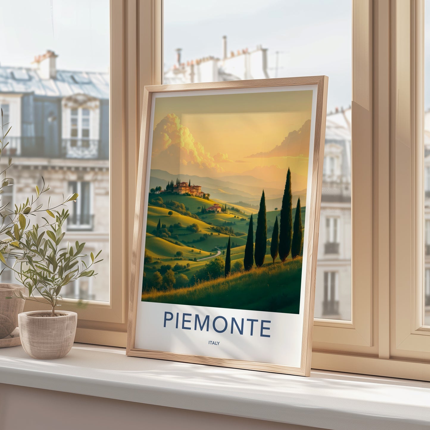 Piemonte Poster - Italy Travel Art - Green Hills Cypresses Home Decor